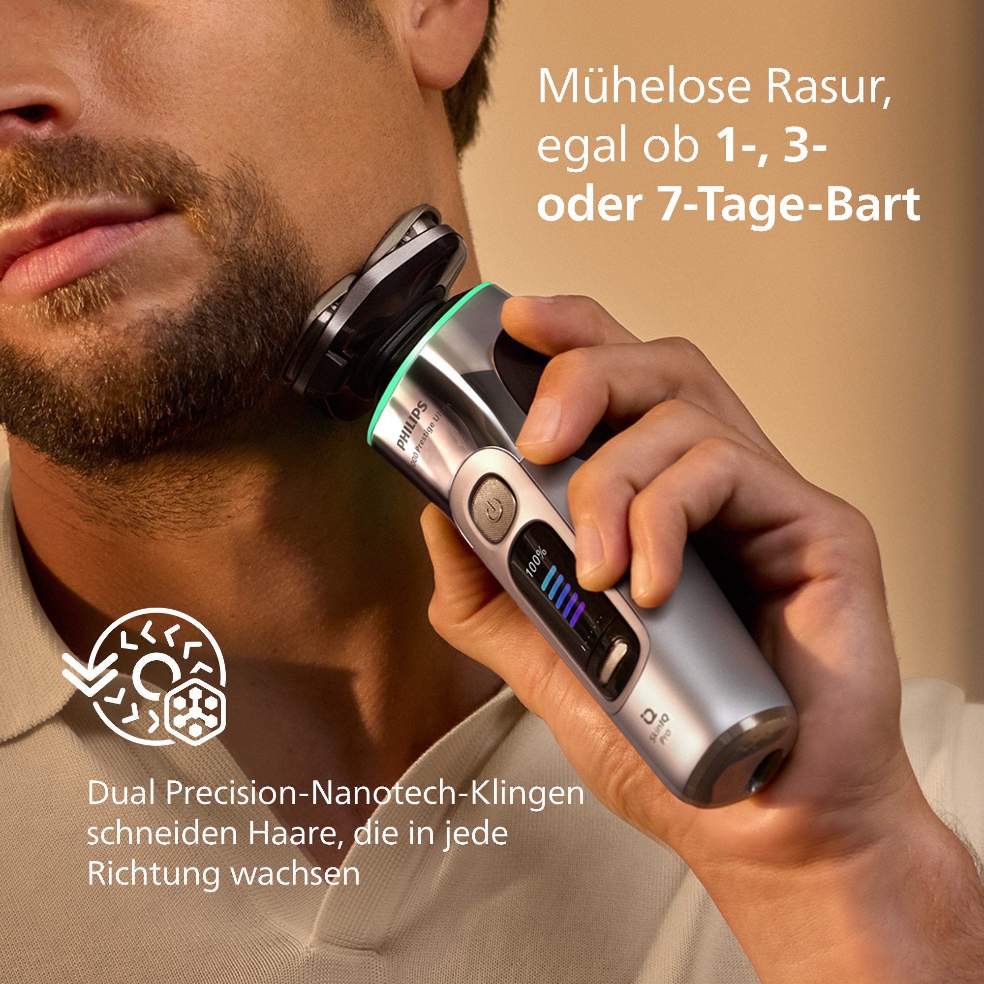 Philips Elektrorasierer Series i9000 Prestige Ultra XP9404/46, Aufsätze: 1, mit SkinIQ Technologie, inkl. UV-Ladecase, 1 Kartusche – Bild 4 von 5