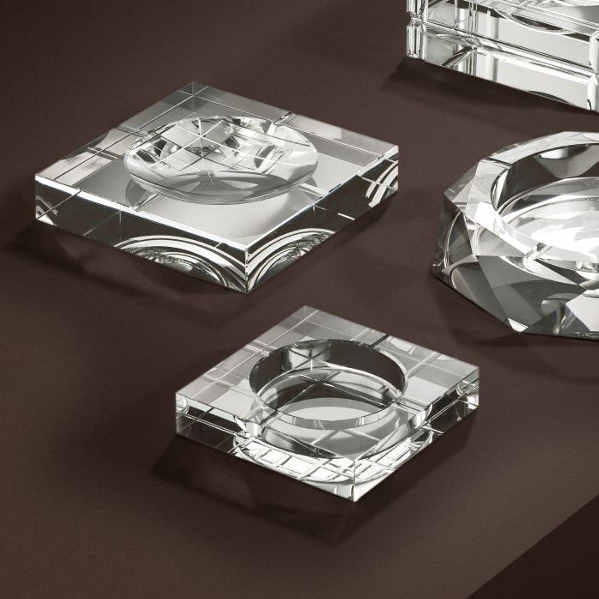 Casa Padrino Aschenbecher Luxus - Luxury 15 x Aschenbecher 15 x Edition Schwer Glas & Massiv 3 cm Kristall
