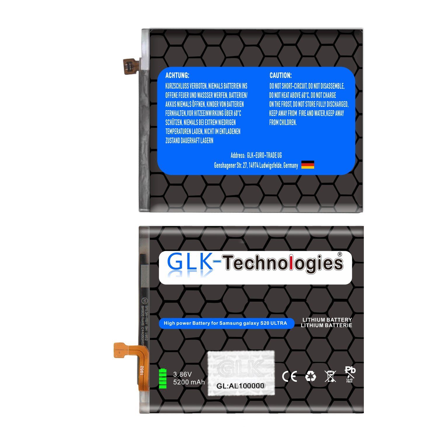 GLK-Technologies High Power Ersatzakku Samsung Handy-Akku Set Ultra S20 für SM-G988B Ohne Galaxy