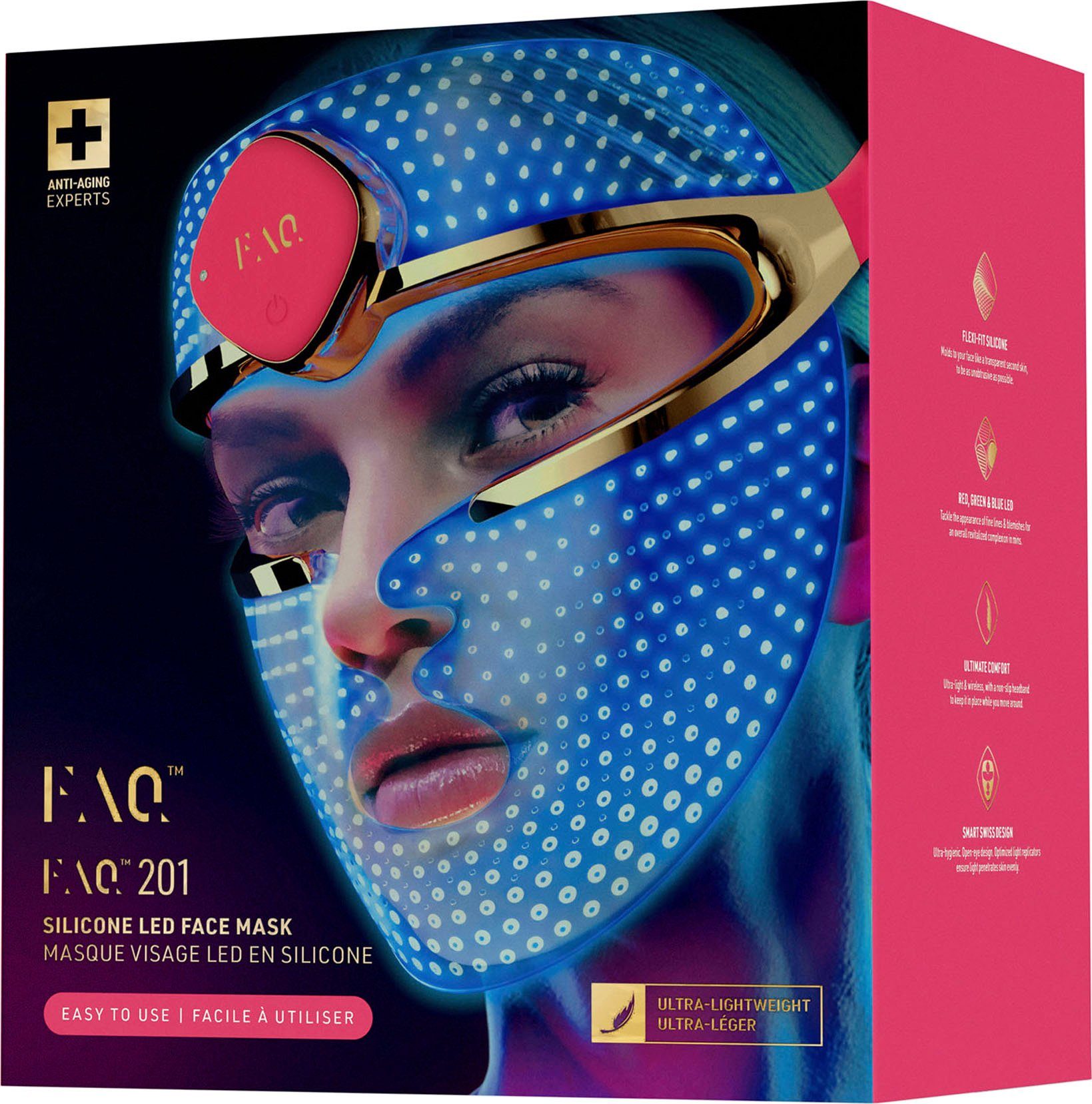 FAQ™ Mikrodermabrasionsgerät 201 LED FAQ™ Face 3 mit Silicone Mask, Farben Gesichtsmaske LED