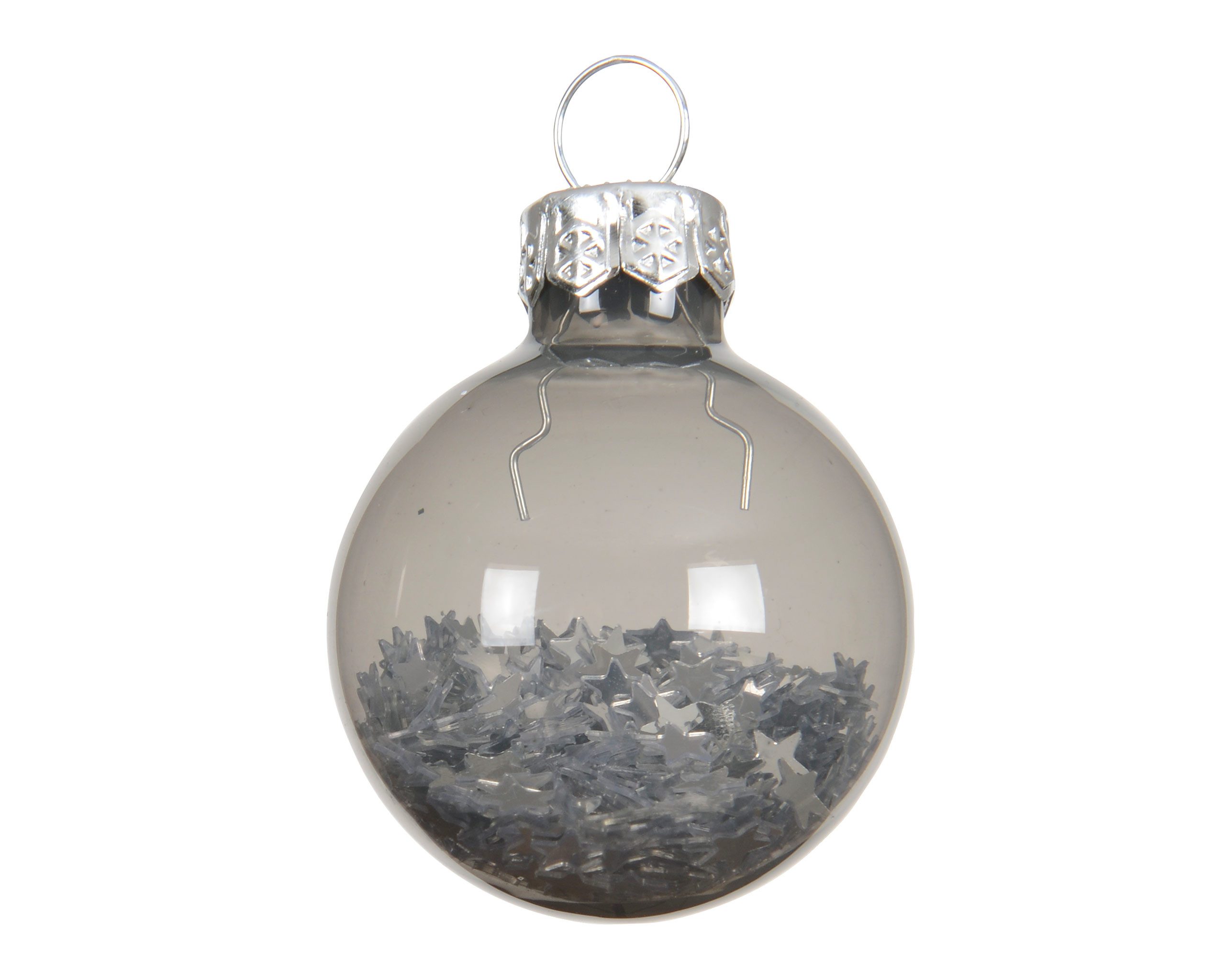 Kaemingk Weihnachtsbaumkugel, Weihnachtskugeln Glas 3cm mit Sternfüllung 9 Stk Zart Grau transparent