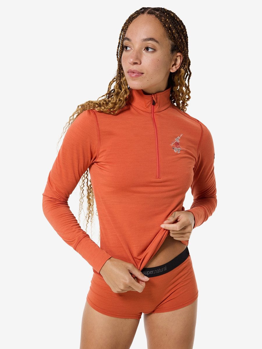 SUPER.NATURAL Funktionsshirt für Damen, Merino W TUNDRA175 ZIP 1/4 BUNNY atmungsaktiv