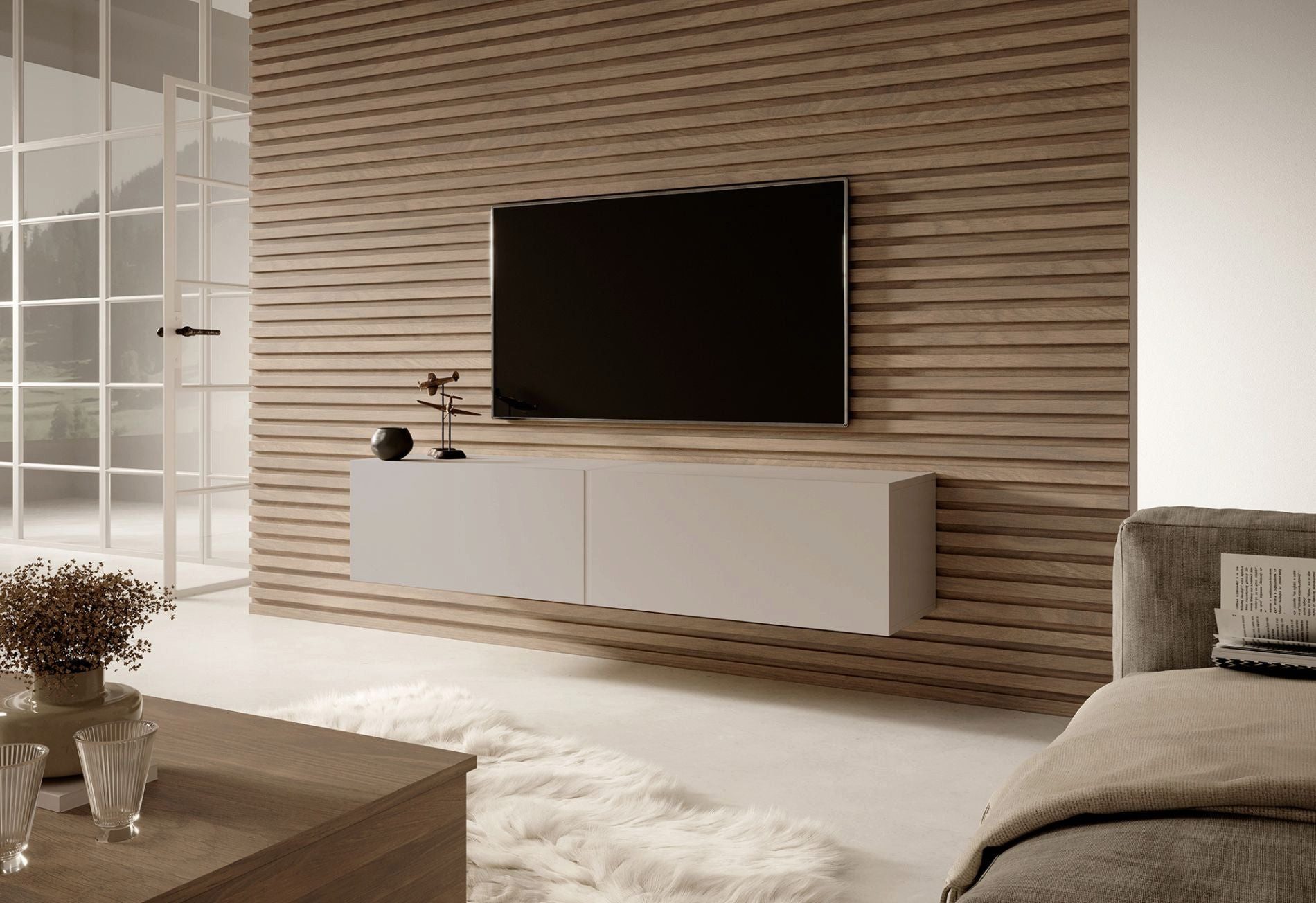 Selsey TV-Schrank BISIRA Hängend mit 2 grifflosen Türen, 140 cm