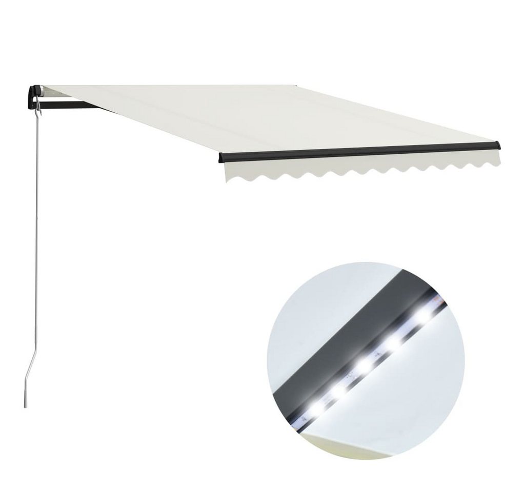 Thumbnail - vidaXL Markise Sonnenschutz Manuell Einziehbar mit LED 300x250 cm Creme