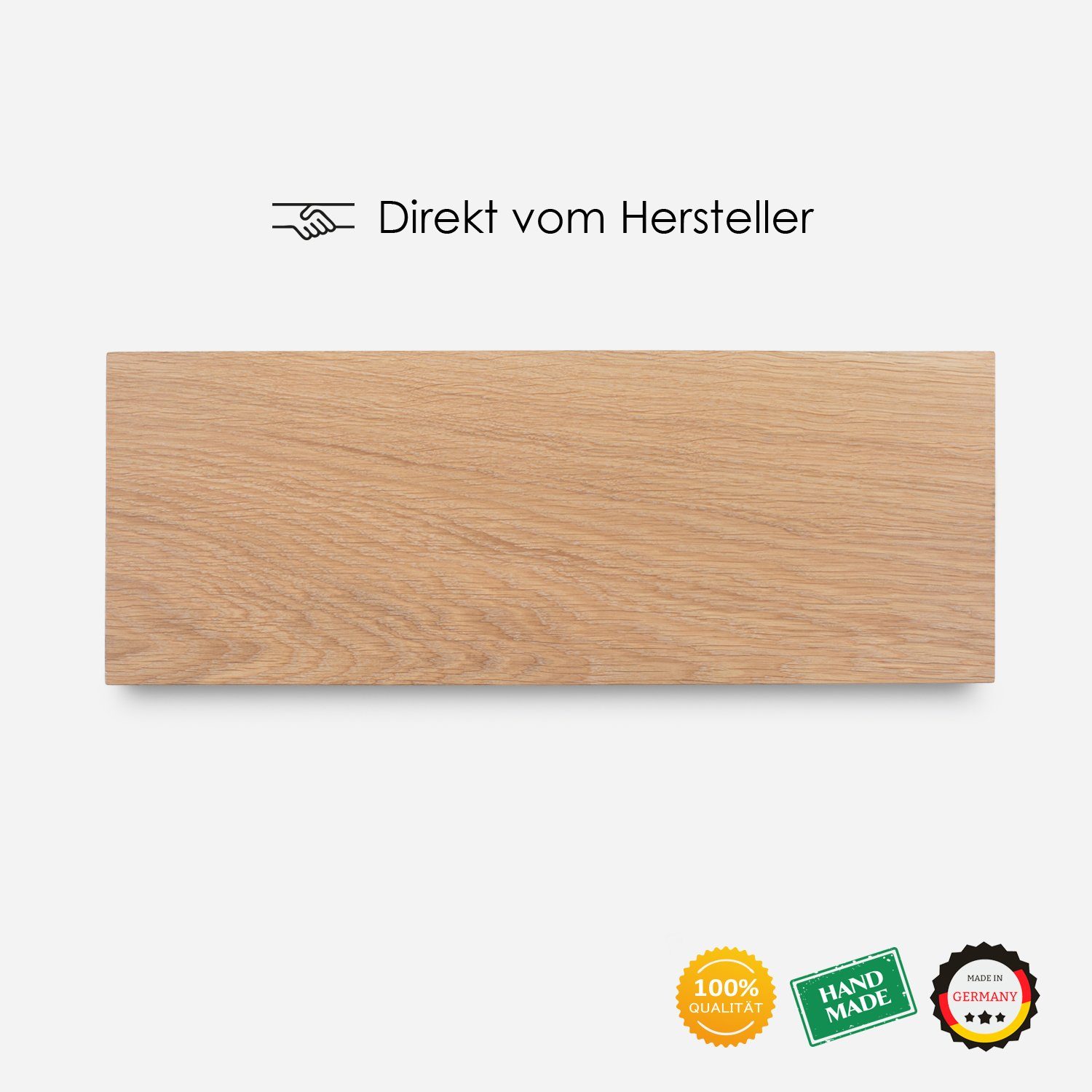 Handgefertigtes Germany Regal Wandregal - in HOLY, Eiche Natur massiv Made Rikmani Holz