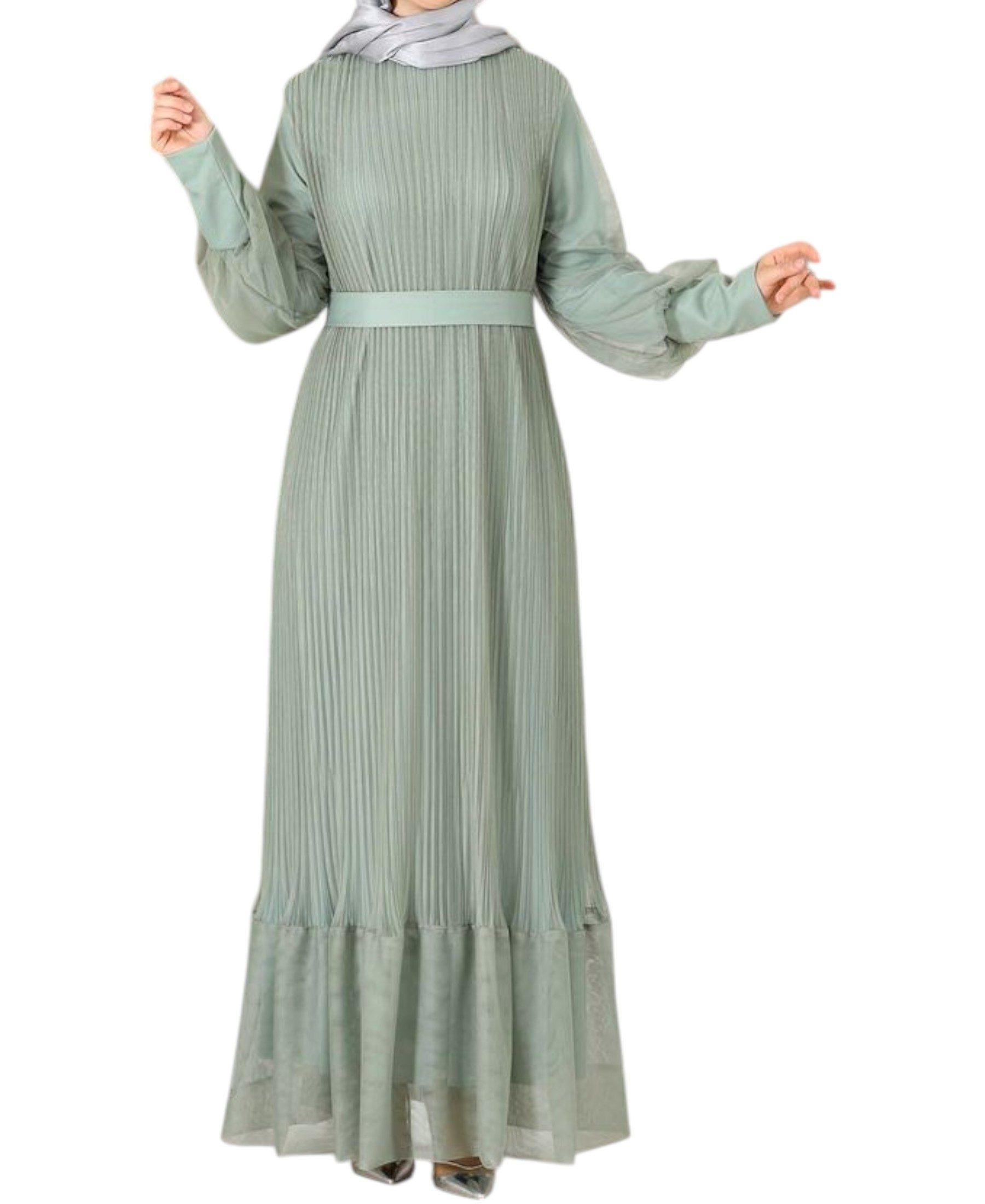 fashionshowcase Abendkleid Maxikleid mit Faltendetail – Abaya Hijab Mode Mo günstig online kaufen