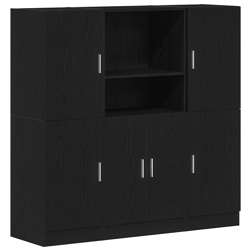 vidaXL Regal 3-tlg. Küchenschrank-Set Schwarz Holzwerkstoff, günstig online kaufen