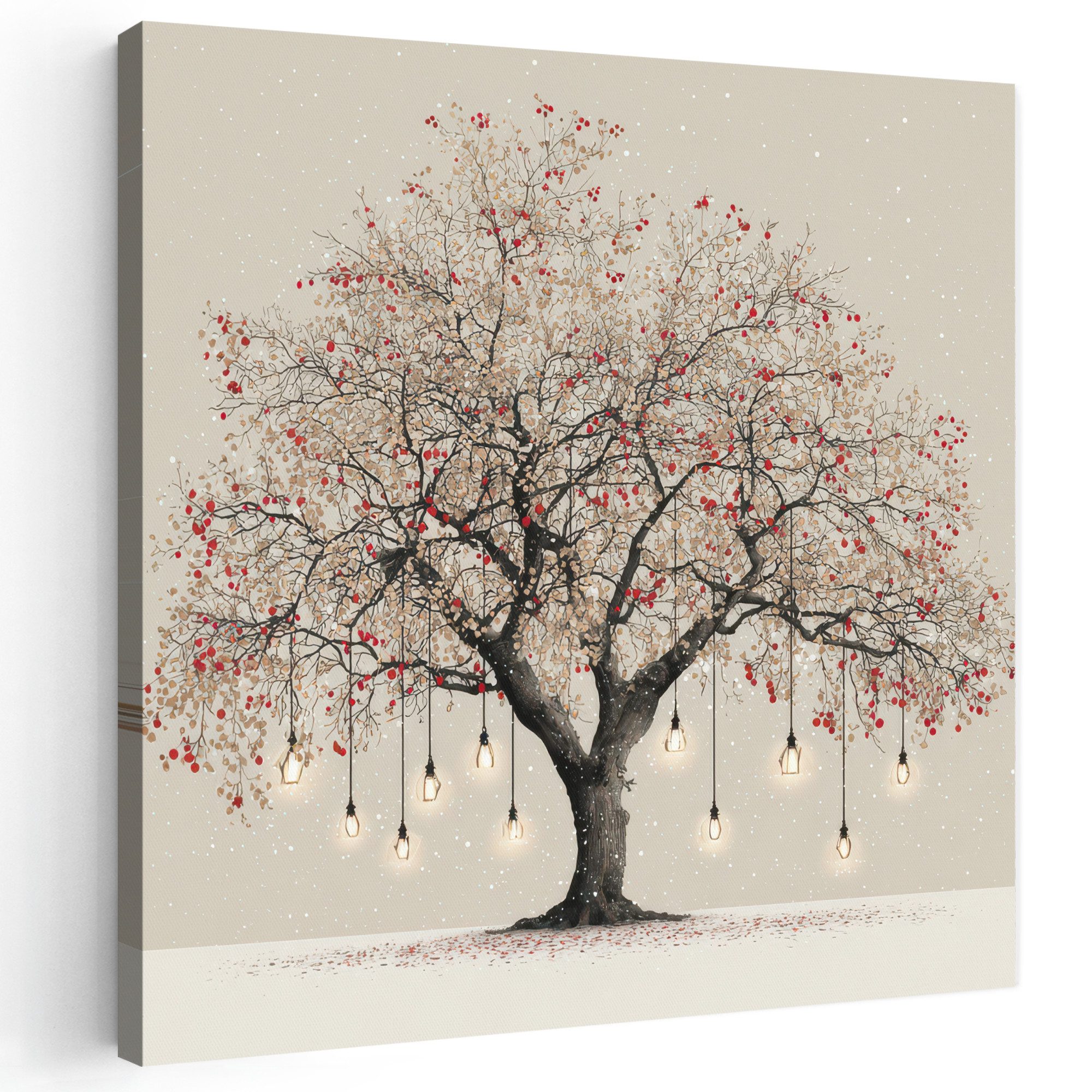 OneMillionCanvasses® Leinwandbild Lichterbaum - Winter - Weihnachten - Mehrfarbig, Fotodruck (1 St), Wandbild, Deko Schlafzimmer Wohnzimmer Flur 20x20 cm