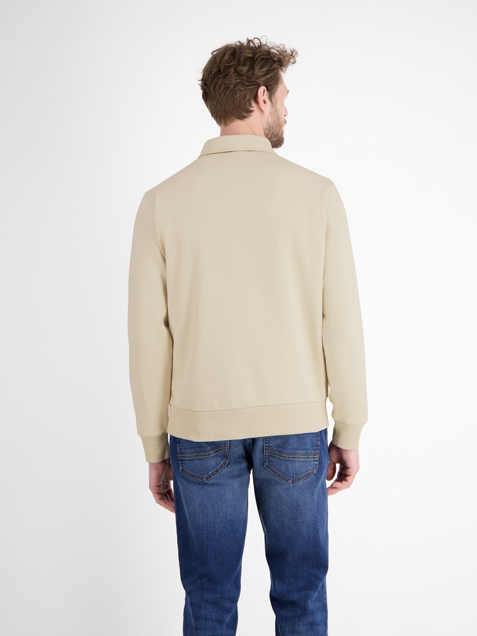 LERROS Langarm-Poloshirt FELPA Sweatshirt mit Knopfleiste