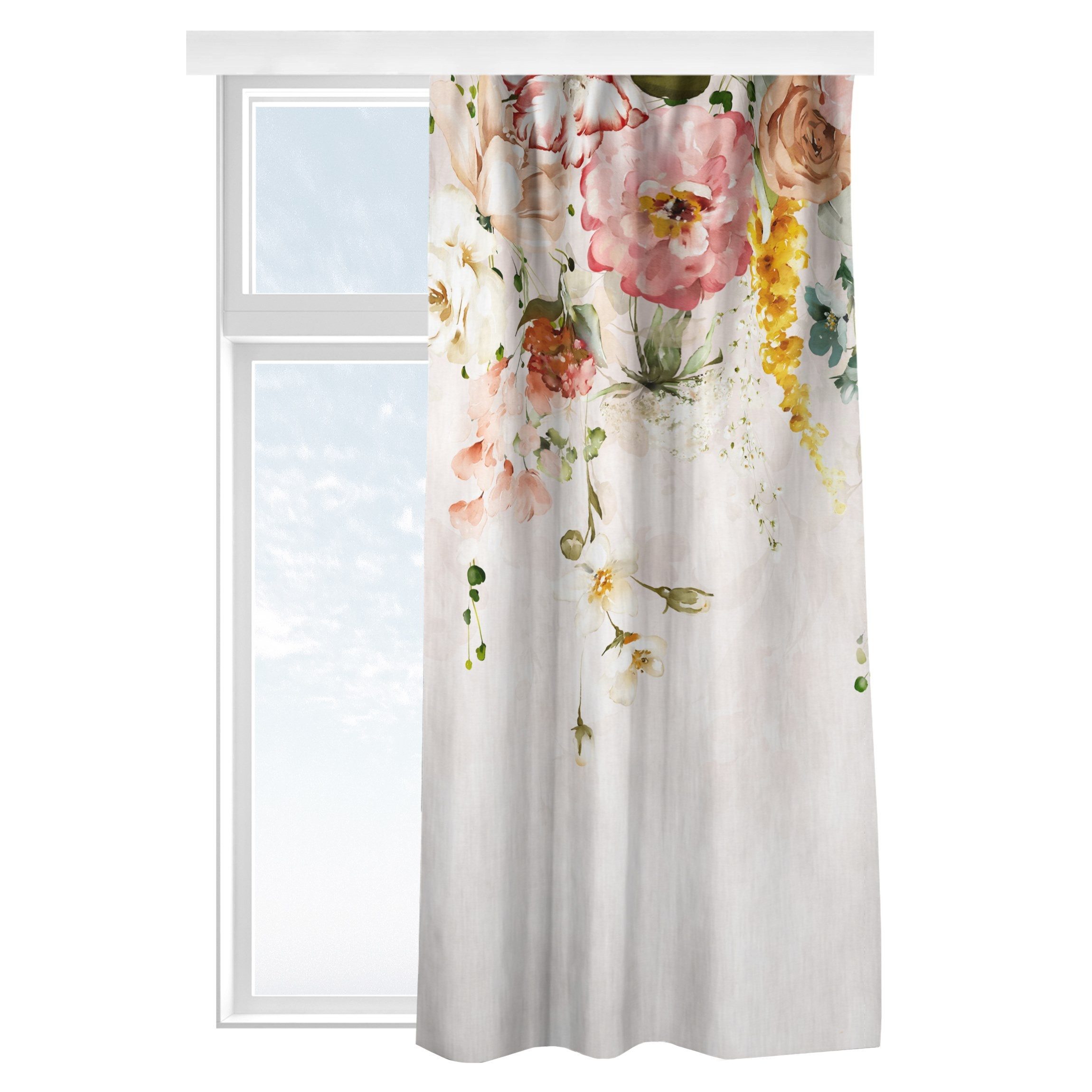 Bilderdepot24 Vorhang Gardine Natur Rankende Blumen Aquarell Vintage Türvorhang Raumteiler (1 St), Multifunktionsband, blickdicht, Samt, Schiebegardinen Schlafzimmer Wohnzimmer Schiebevorhang