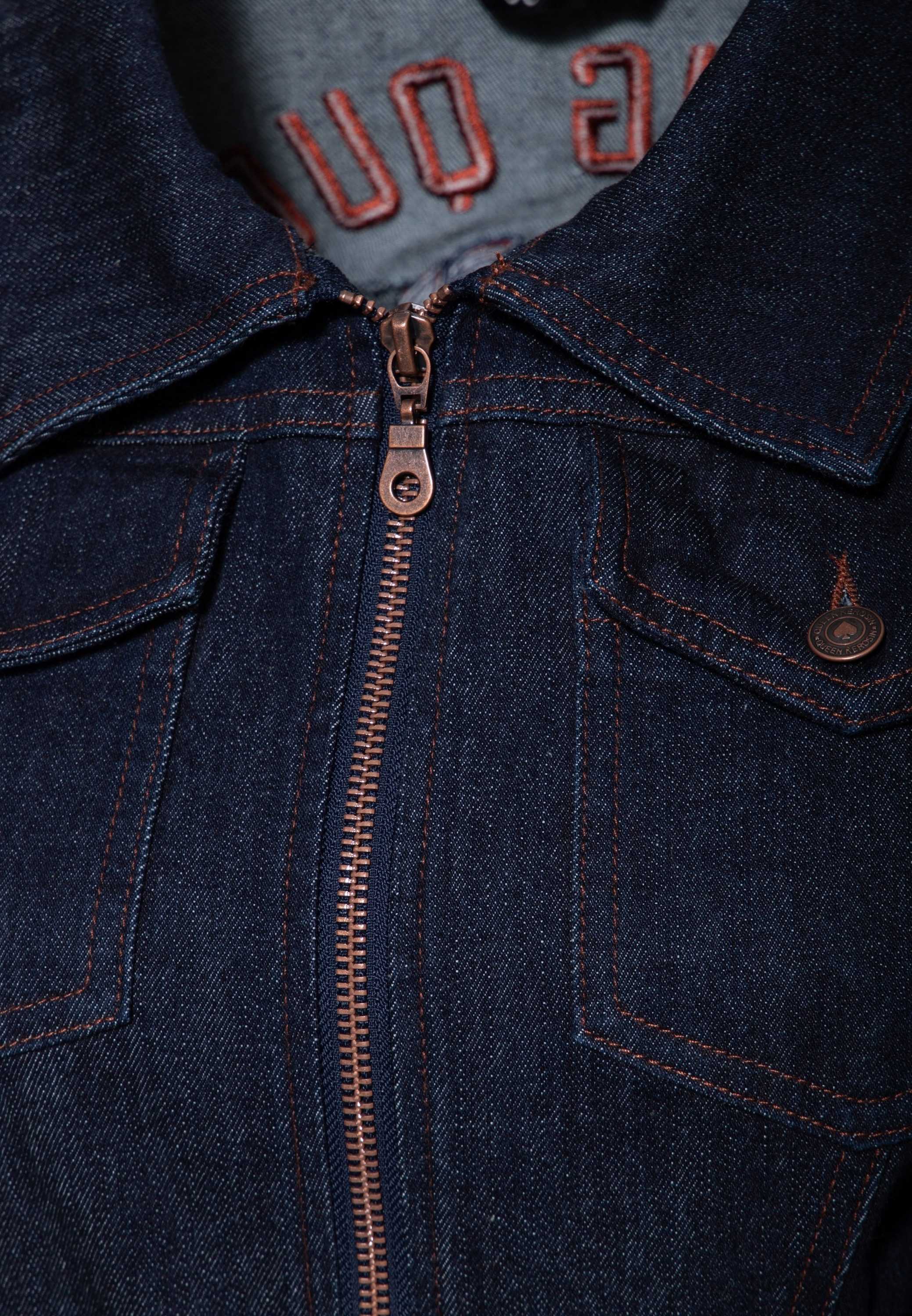 QueenKerosin Jeanskleid Racing Queen mit Rückenstickerei