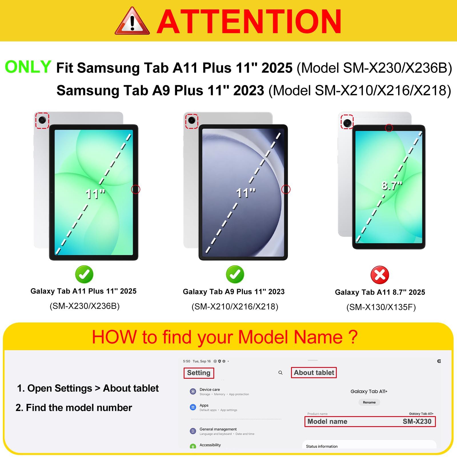 Fintie Tablet-Hülle für Samsung Galaxy Tab A11+ Plus 11 Zoll 2025 / Tab A9+ Plus 11'' 2023 11 Zoll, mit Schutzfolie, Ultradünn Schutzhülle mit Translucent Rückseite Cover
