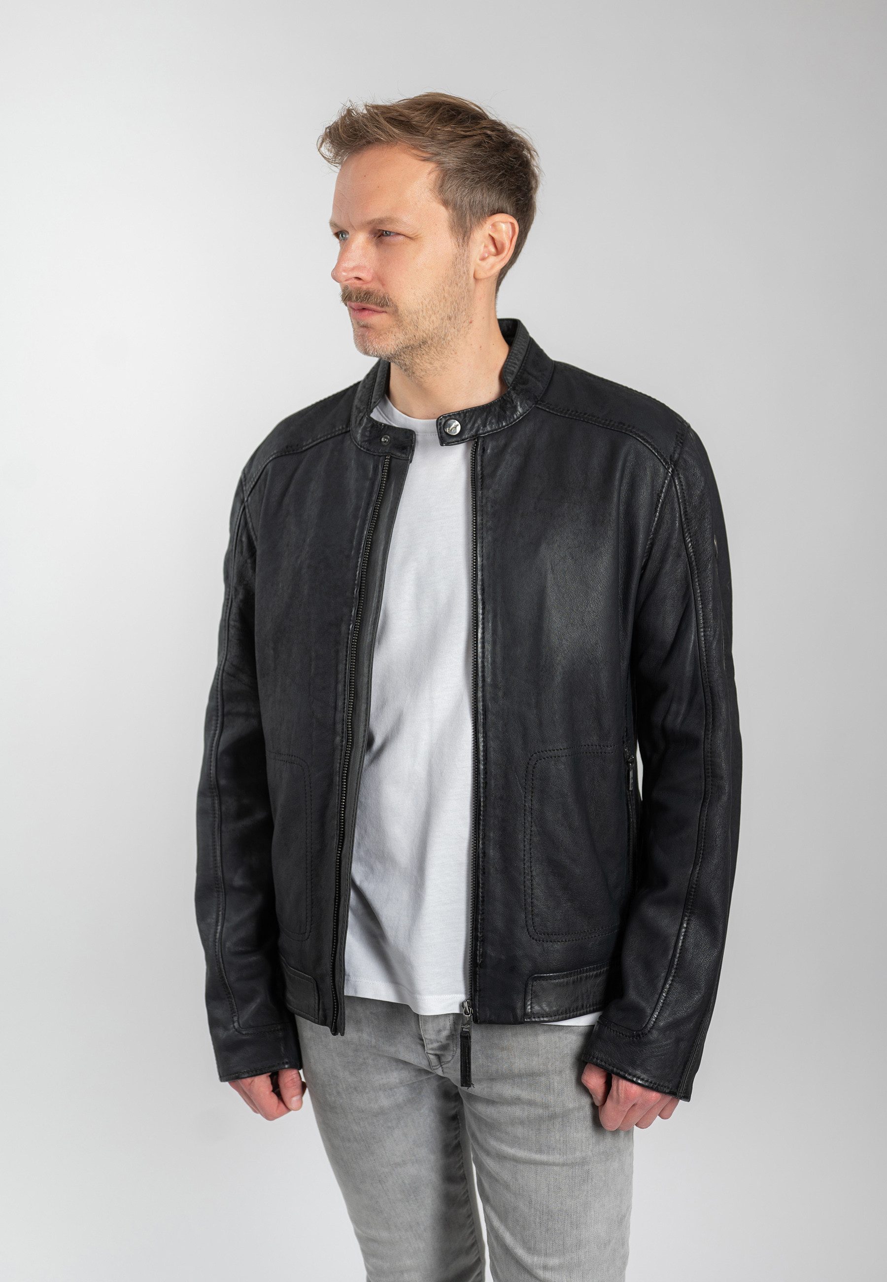 Mauritius Lederjacke MMDeplu mit Bikerkragen