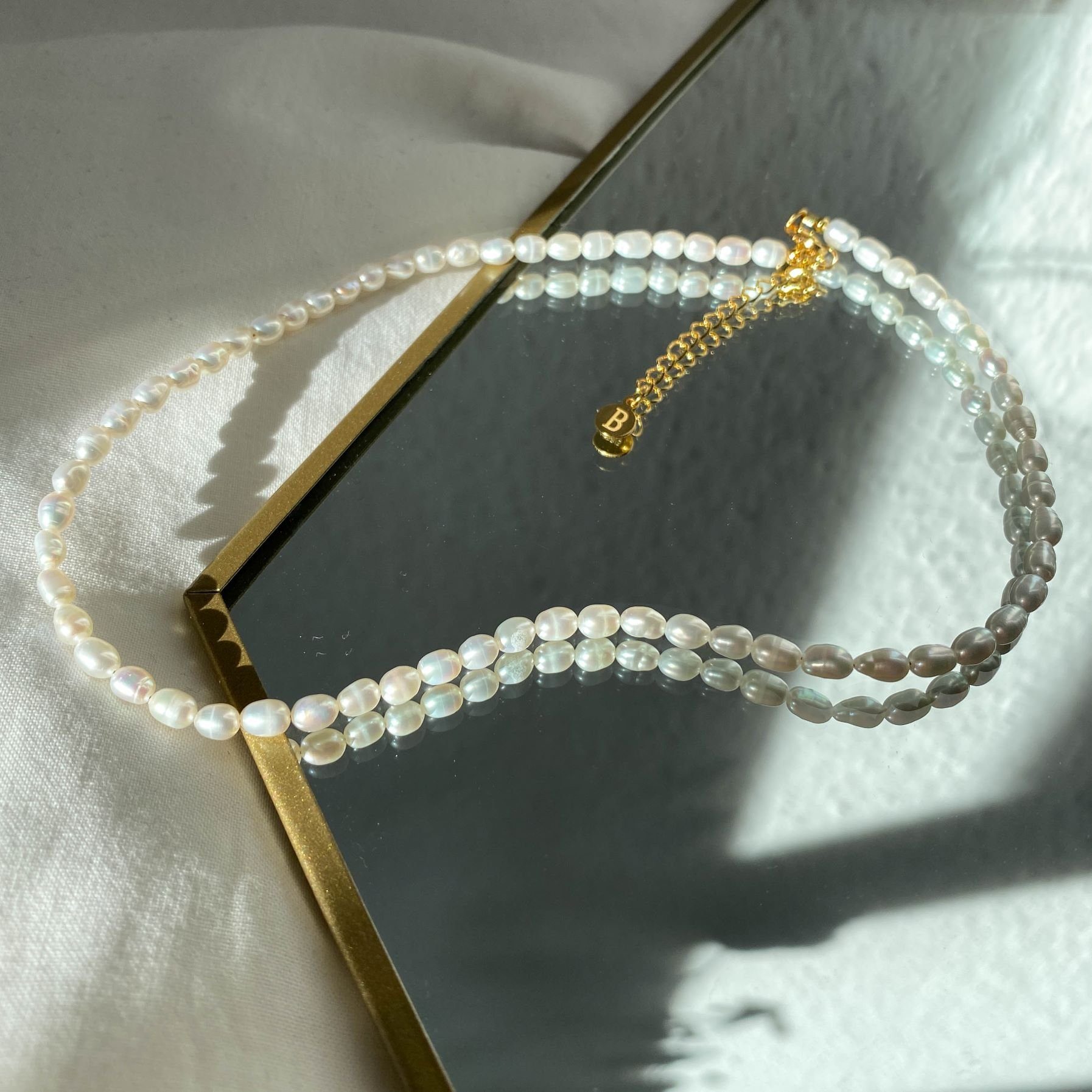Silber 925 Perlenkette Süßwasserperle Honolulu, vergoldet, Brandlinger Halskette
