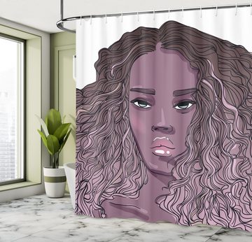 Abakuhaus Duschvorhang Moderner Digitaldruck mit 12 Haken auf Stoff Wasser Resistent Breite 175 cm, Höhe 180 cm, Schönheit Lady mit lockigen langen Haaren