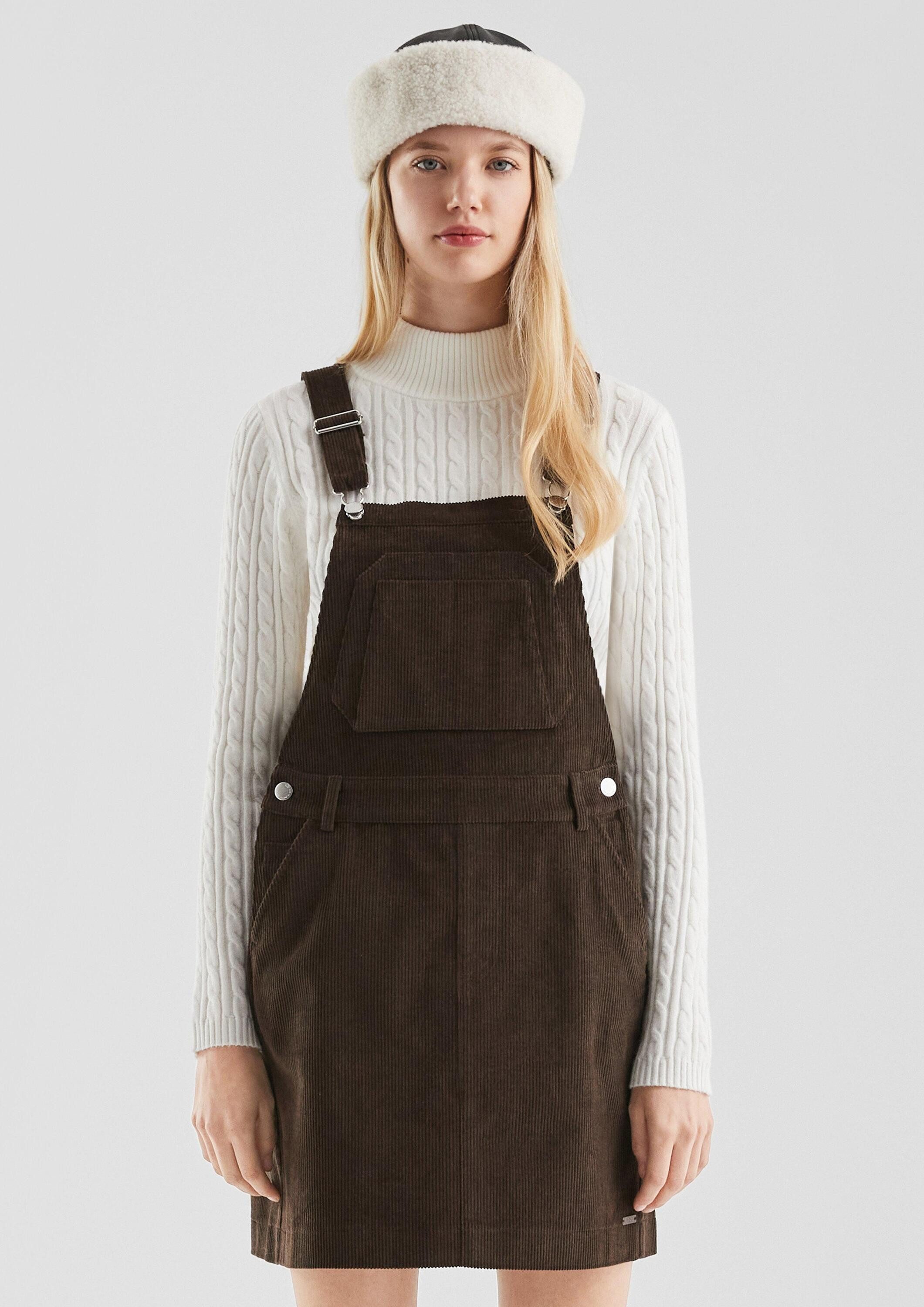 QS Minikleid Kleid Mini-Latzkleid aus Cord