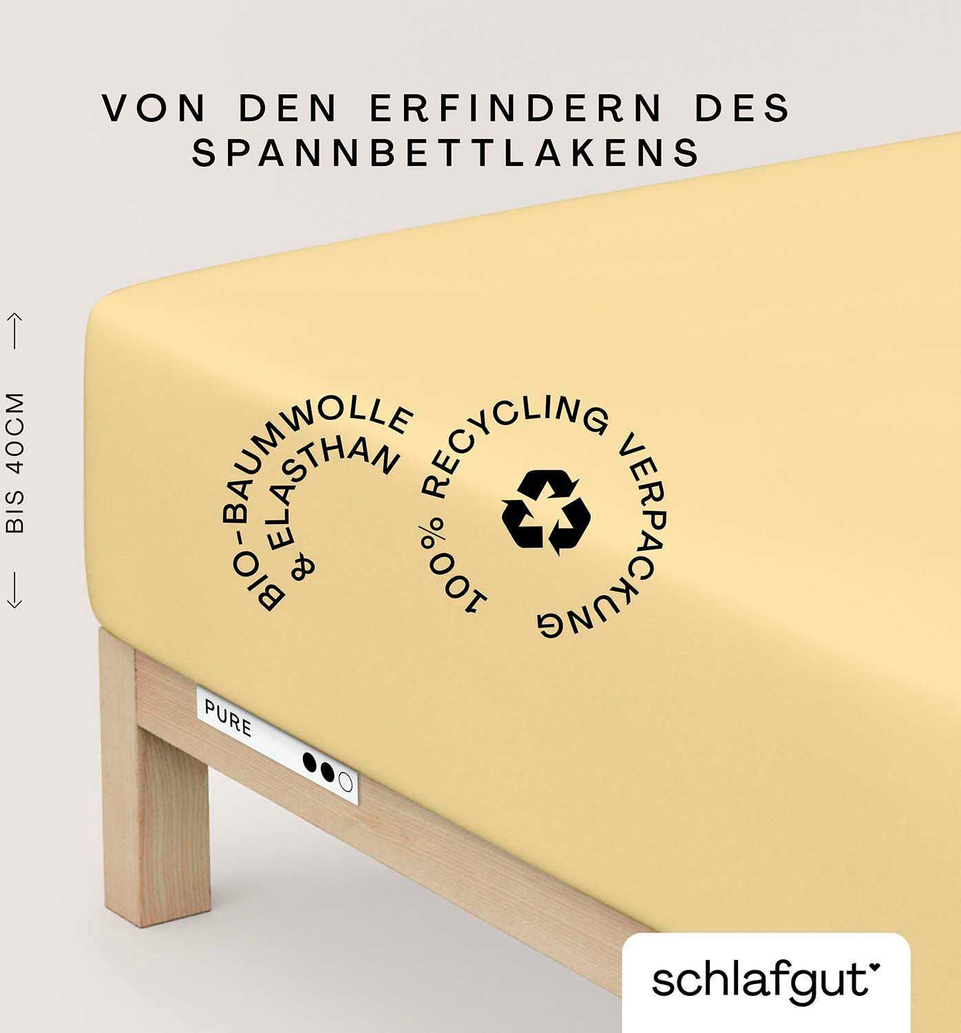 Schlafgut Spannbettlaken PURE BOXSPRING Bio-Baumwolle mit Elasthan, 170 g/m², Bettlaken, Jersey-Elasthan, Gummizug: rundum, (1 Stück), PREMIUM Boxspringbett Laken bis 40 cm Höhe, dehnbar blickdicht, straff