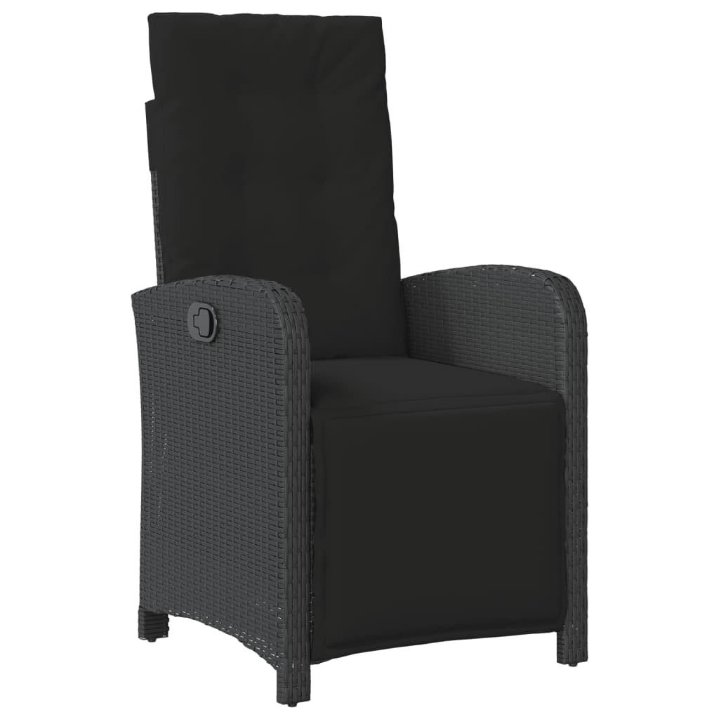 vidaXL Garten-Essgruppe 7-tlg. Garten-Essgruppe mit Kissen Schwarz Poly Rattan, (6-tlg)