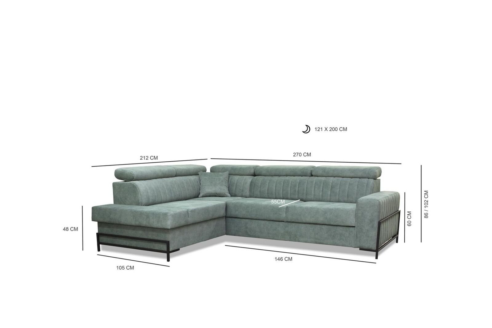 JVmoebel Ecksofa, Wohnzimmer Stoff L-Form Modern Textil Ecke Design Luxus Couch Sofa