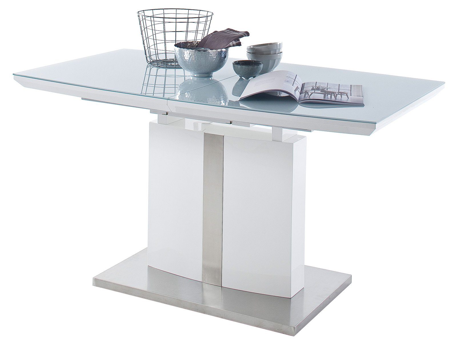 möbelando Esstisch Nuneaton, Bootsform mit Synchronauszug und Klappeinlage günstig online kaufen