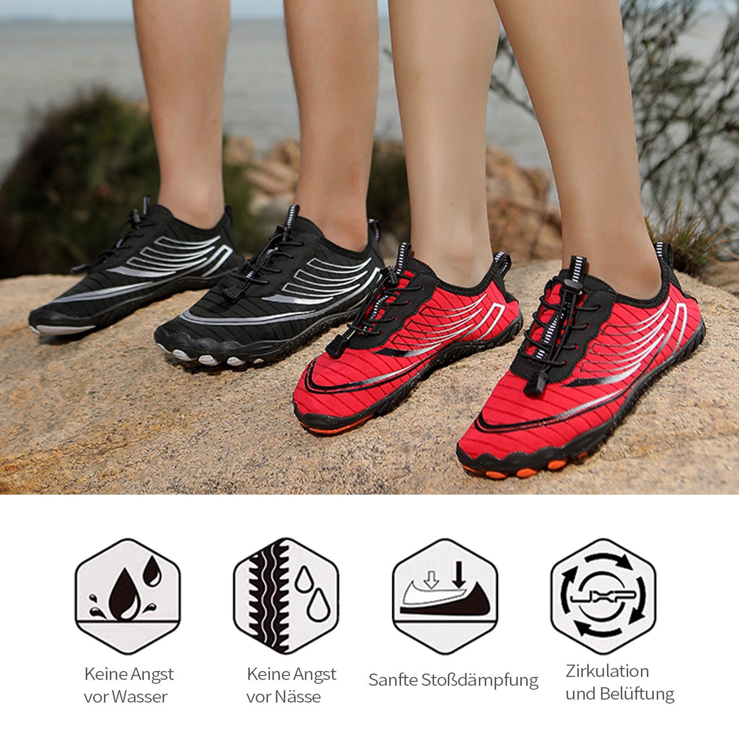 Refttenw Barfußschuhe Damen Herren Leichte Atmungsaktiv Badeschuh Schnelltrocknend Wasserschuhe Strandschuhe