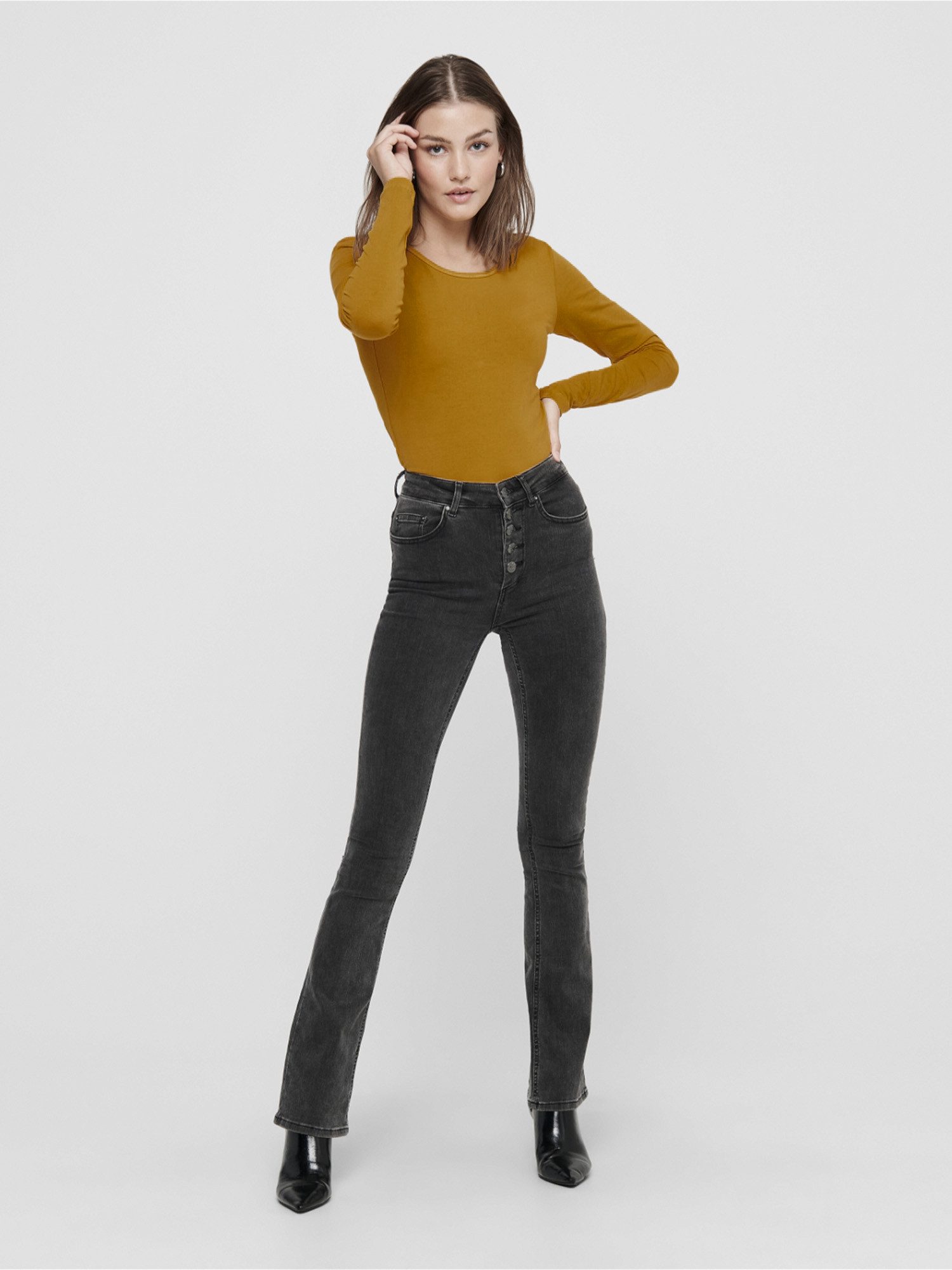 ONLY Langarmshirt Live Love NEW Longsleeve (3-tlg., 3er Pack) Figur betont, elastische Baumwollqualität