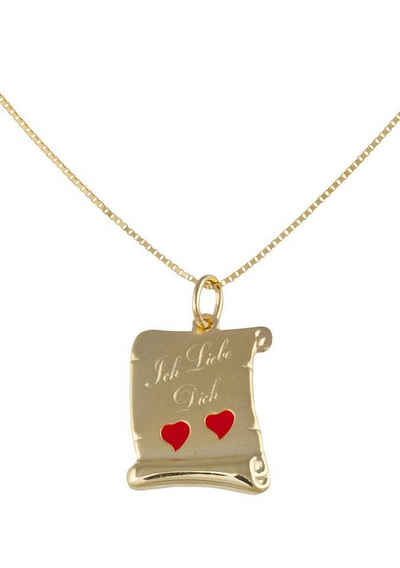 Firetti Kette mit Anhänger Schmuck Geschenk Gold 375 Halsschmuck Halskette Goldkette Venezianer, mit fester Gravur "Ich liebe Dich"