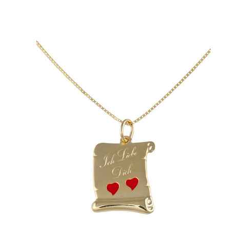 Firetti Kette mit Anhänger Schmuck Geschenk Gold 375 Halsschmuck Halskette Goldkette Venezianer, mit Emaille und fester Gravur "Ich liebe Dich"