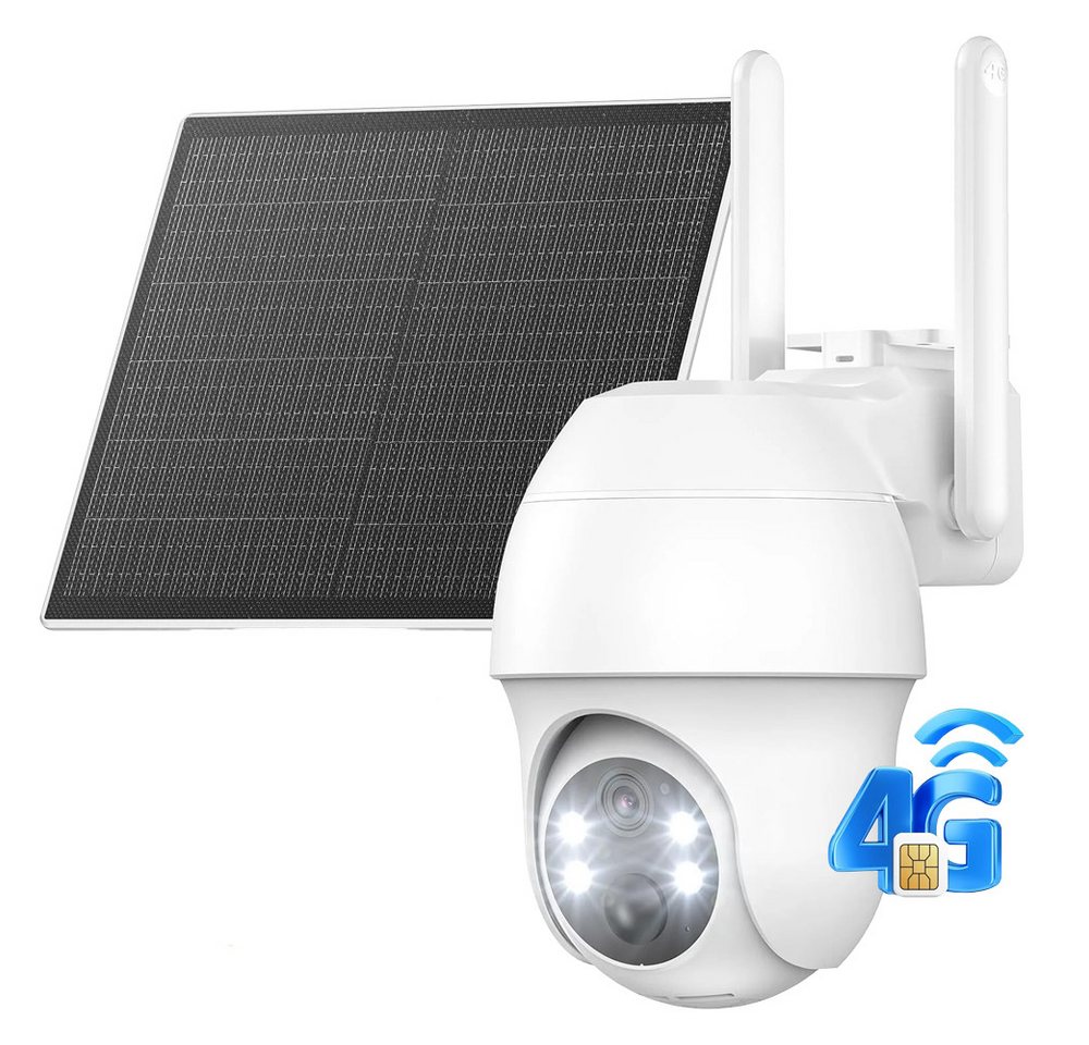 Topcony Überwachungskamera 4G LTE Überwachungskamera Aussen Akku mit SIM Karte Aussen Solar/Akku (Aussen, Außenbereich,Home,Schule,Geschäft,Wald,Farm,Campingbus,Straße, Bewegungserkennung&Alarm,IP65 &Solarstromversorgung,Alexa, 1-tlg., 15M Farbnachtsicht