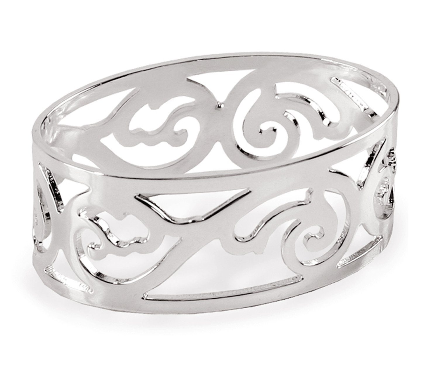 EDZARD Serviettenring Vita, Stahl, 4er-Set, oval, Silber-Optik, versilbert, anlaufgeschützt, H 2 cm