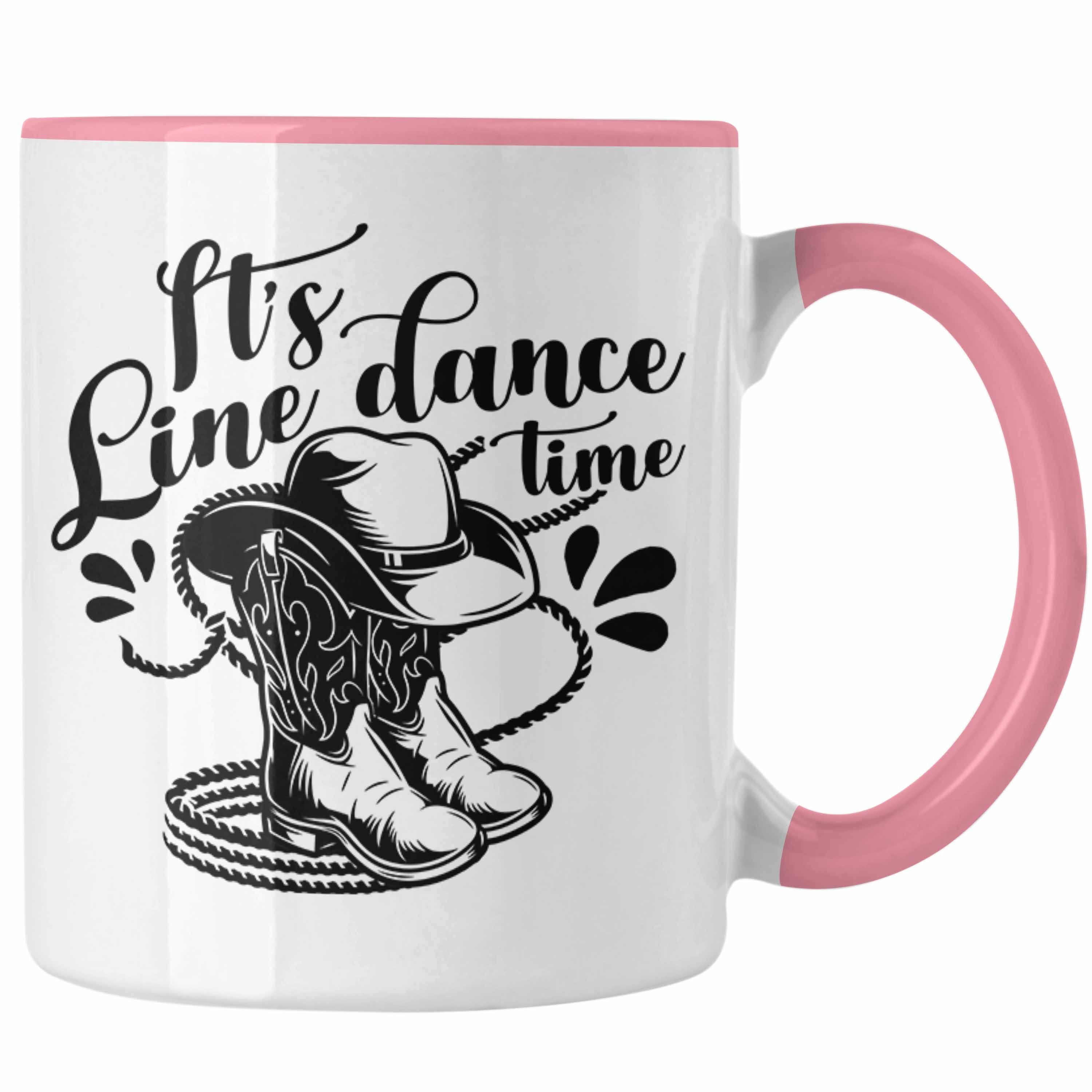 Trendation Tasse Lustige Tasse "It's Line Dance Time" Geschenk Line Dance Fans Rosa | Teetassen