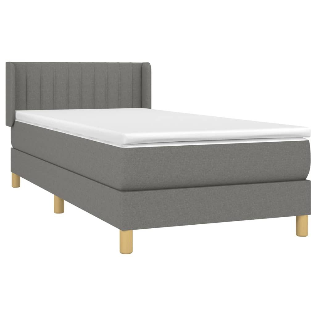 Bett Boxspringbett mit Matratze Dunkelgrau 90x200 cm Stoff