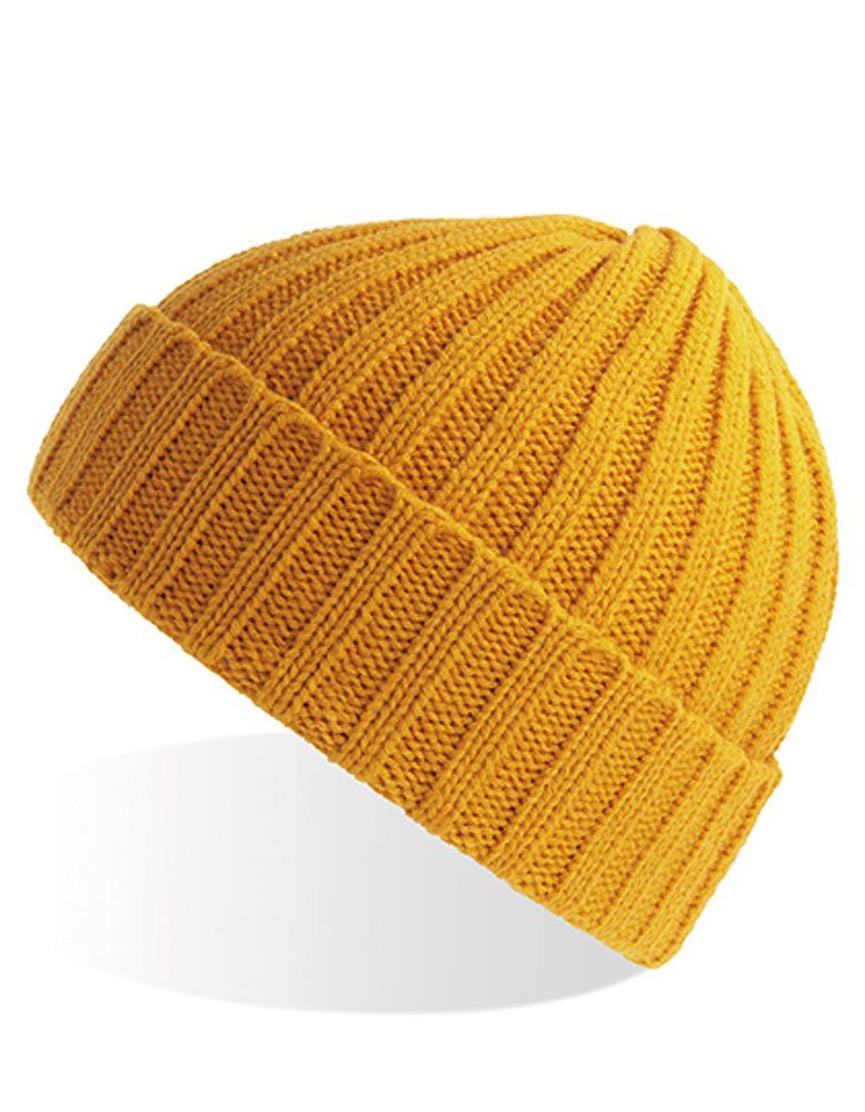 Goodman Design Beanie Mütze im Vintage Fischerman Design Recyceltes Polyester, angenehmer Tragekomfort Mustard