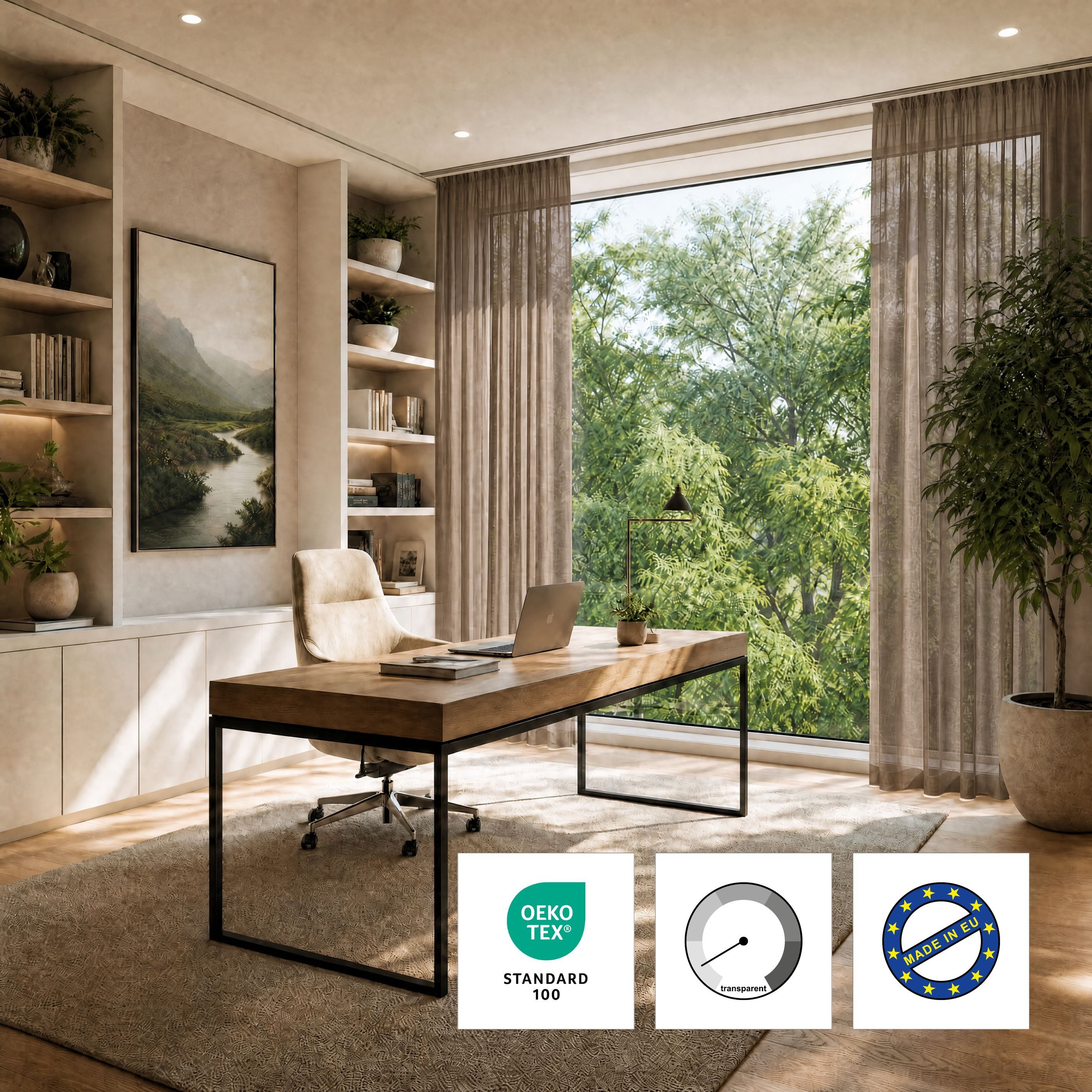OTTO home Gardine ELVIRA, nach Wunschmaß, transparent, Made in Europe (1 St), Kräuselband, transparent, Voile, Maßanfertigung, made in europe, Wohnzimmer, Schlafzimmer, uni