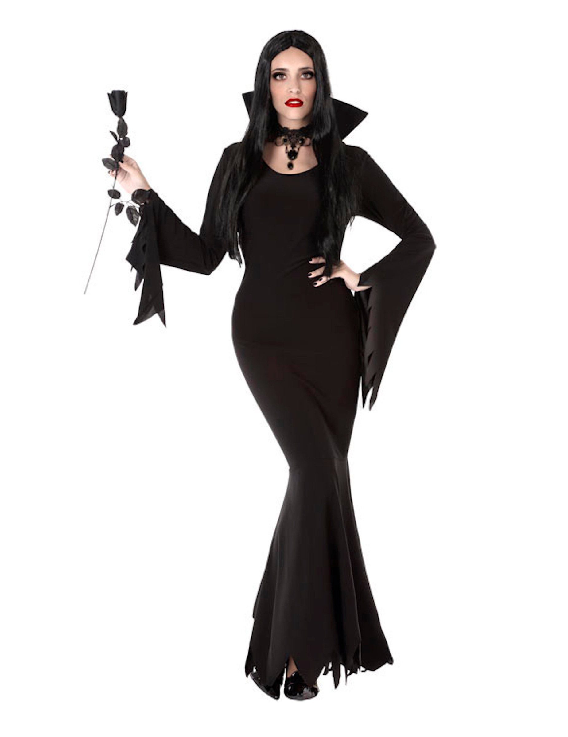 atosa Kostüm Edle Gothic-Dame Kostüm für Halloween schwarz