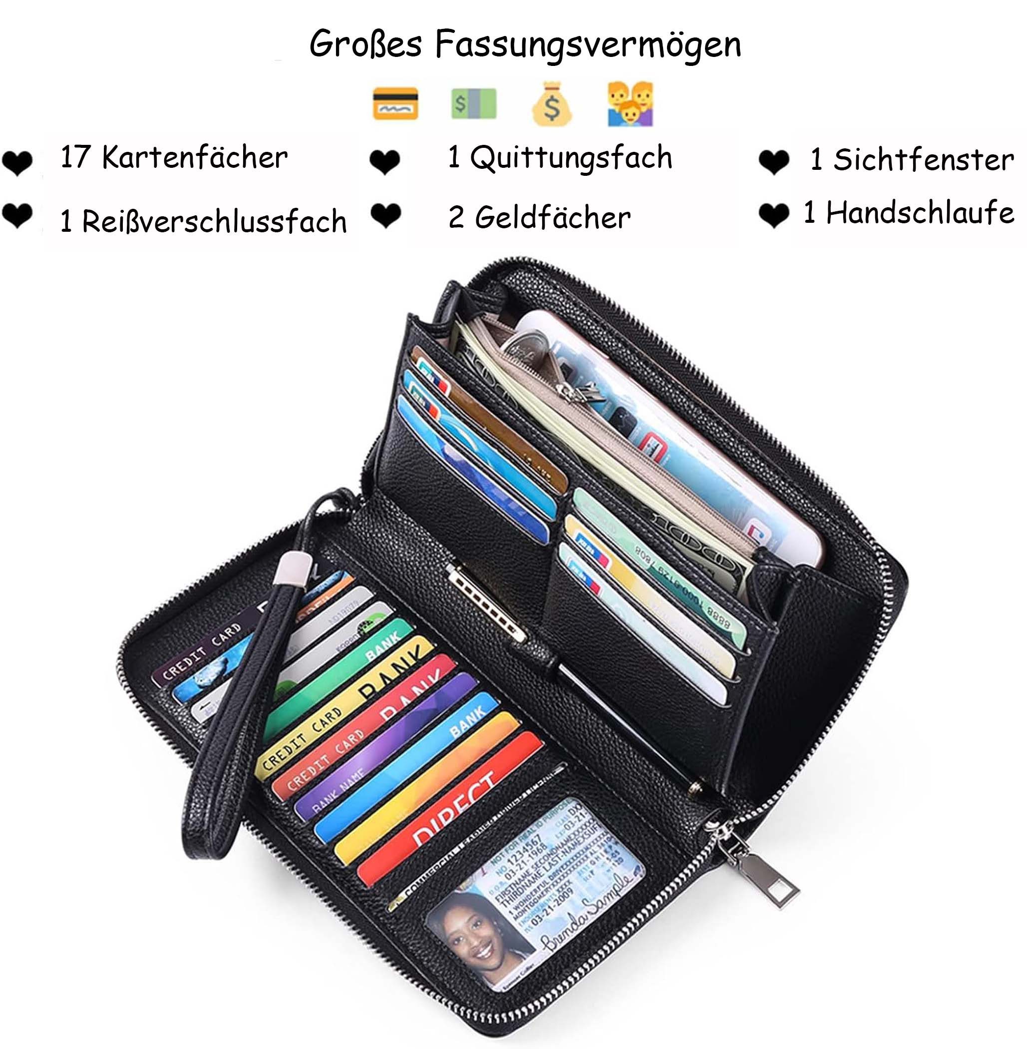 nsihing Geldbörse Damen RFID Portemonnaie mit vielen Kartenfächer – Bild 2 von 5