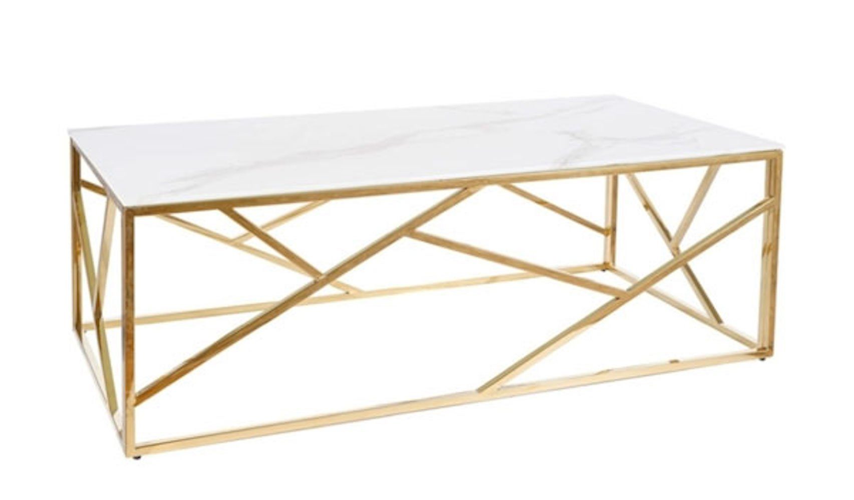 Feldmann-Wohnen Couchtisch Escada A, 120x60x40cm Marmor weiß Gold