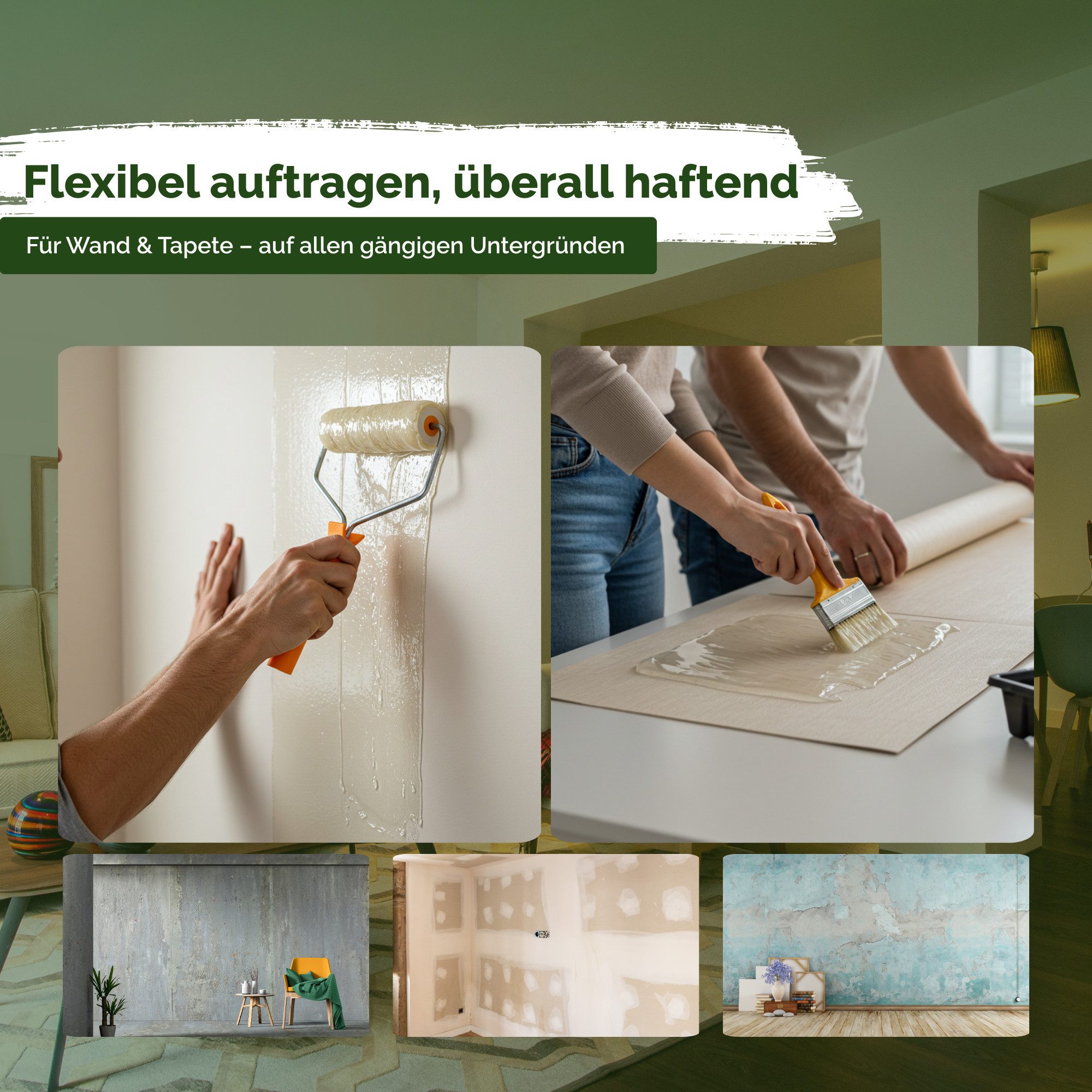 Veluxis Kleister Veluxis® Vliestapetenkleister, (1-tlg), Starke Klebkraft, fleckenfrei & korrigierbar, 1 Beutel = 30 qm – Bild 5 von 5