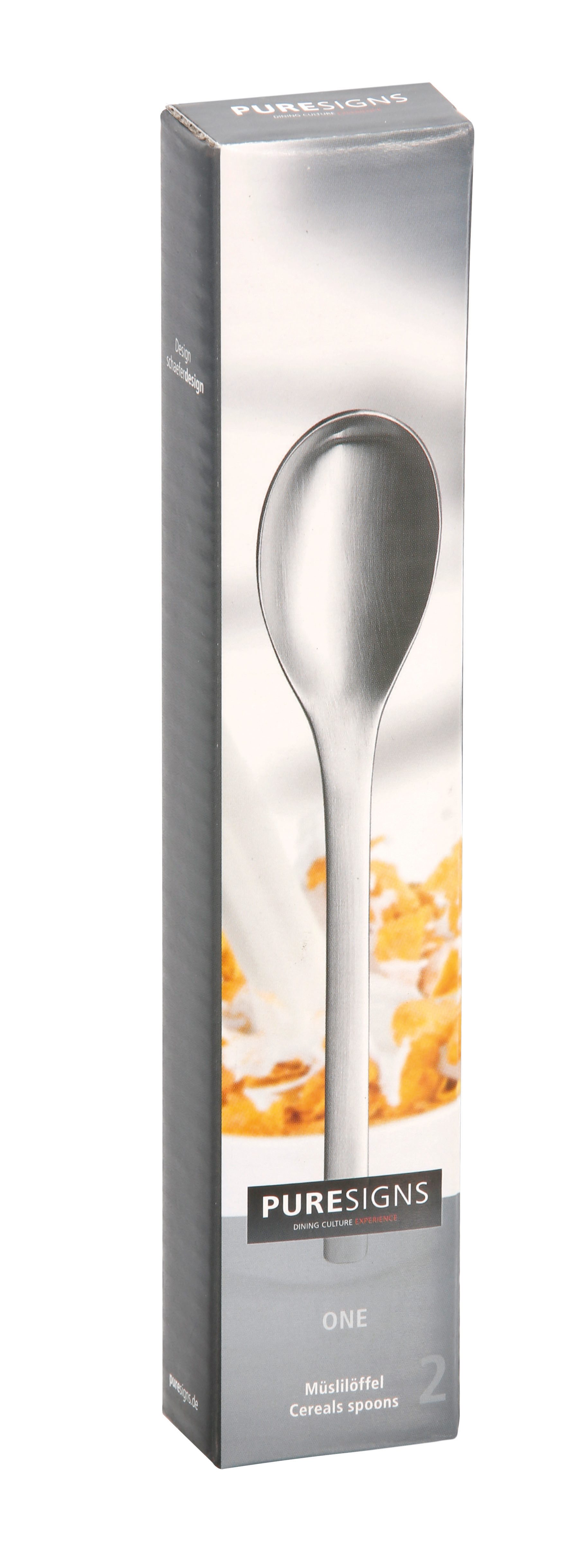 PURESIGNS Bestecklöffel Müslilöffel ONE Extra (2 Stück), Perfekte Größe für's Müsli