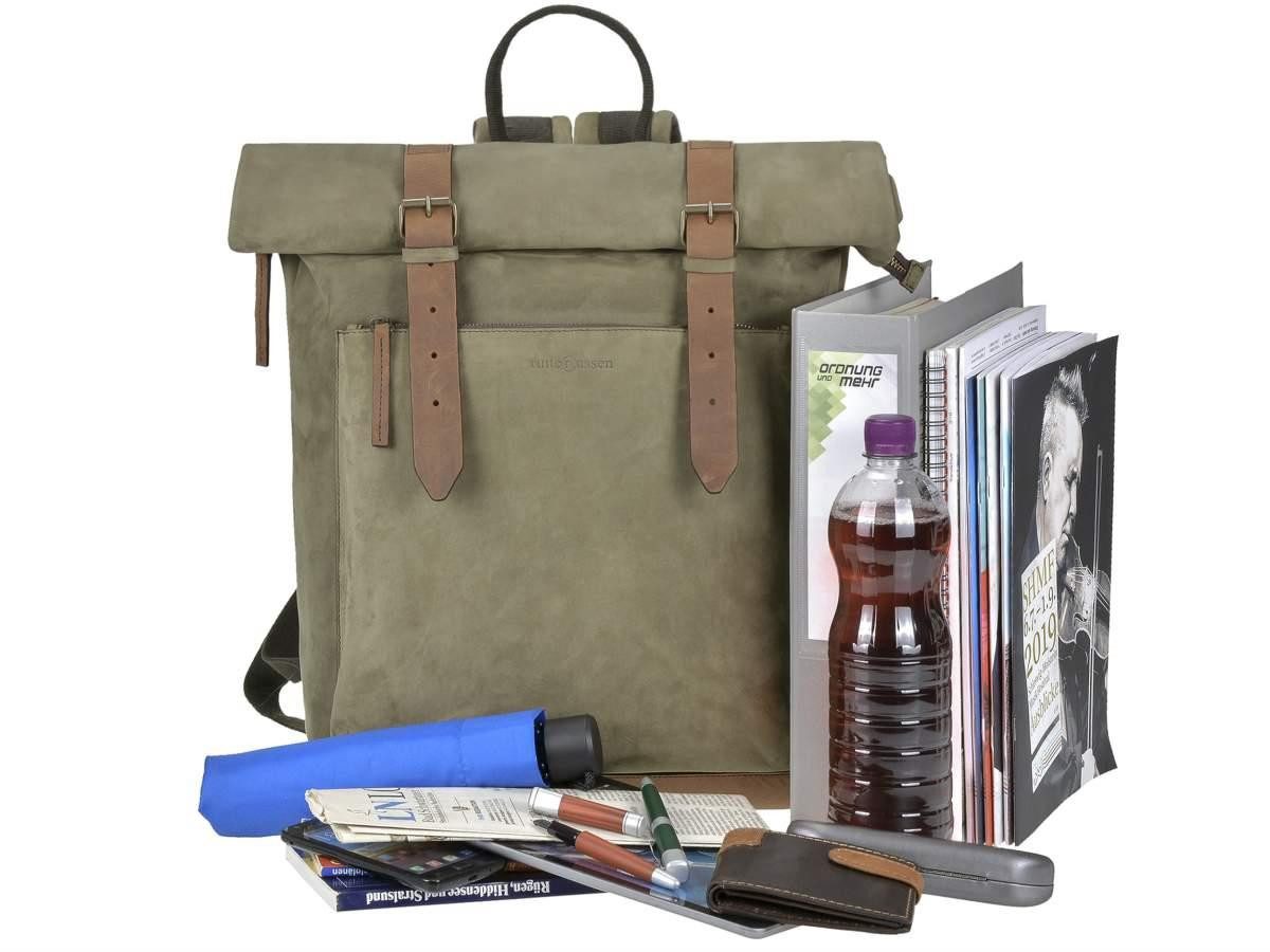 Ruitertassen Tagesrucksack Leisure, Rolltop Rucksack, samtig weiches Leder im rustikalen Look
