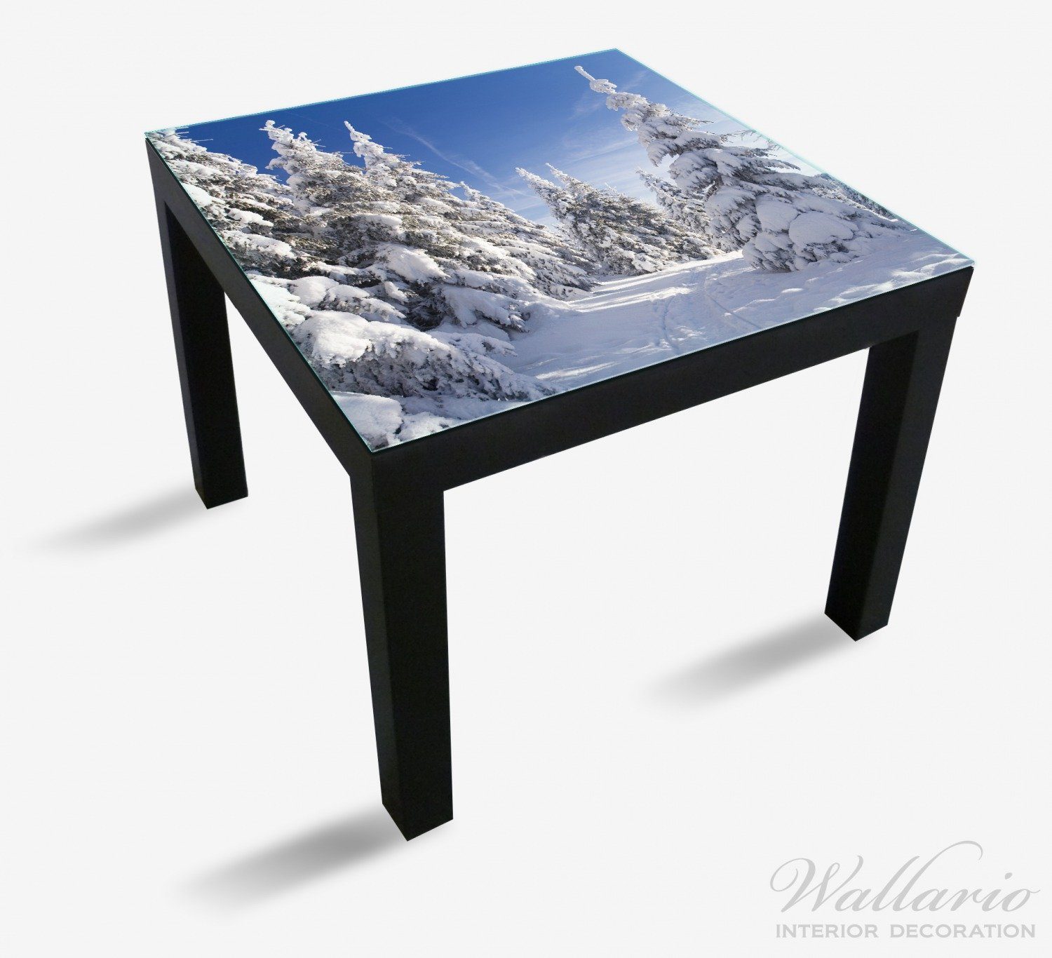 Wallario Tischplatte Lack geeignet Tisch Ikea Schnee Wanderweg St), im (1 für