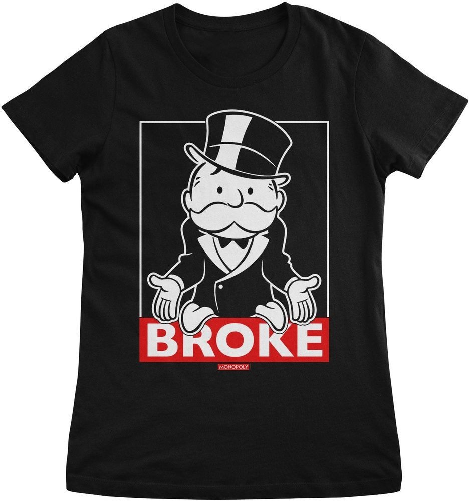 Monopoly T-Shirt Mr Monopoly BROKE Girly Tee