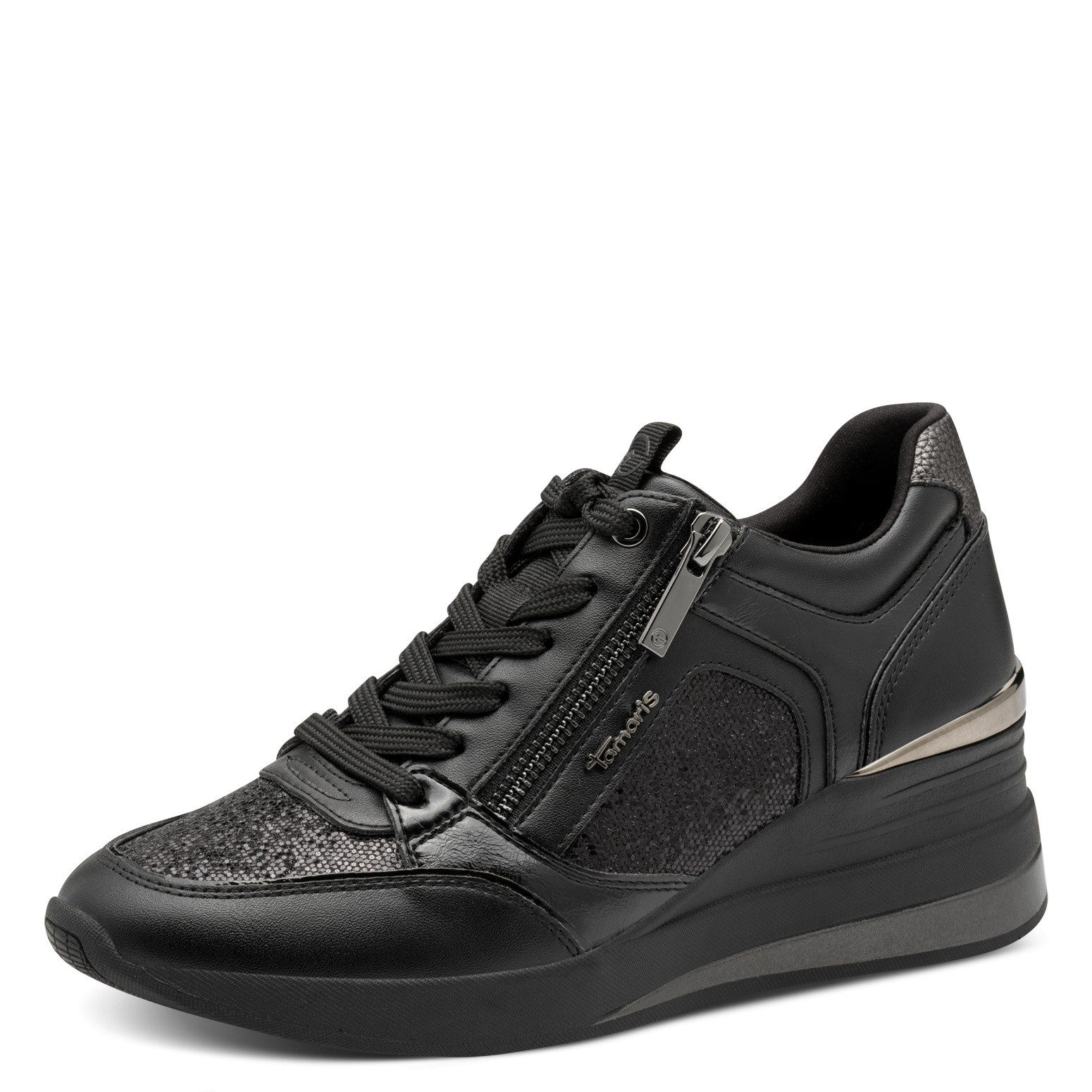 Tamaris Keilsneaker, Freizeitschuh, Halbschuh, Schnürschuh mit Glitzerdetai günstig online kaufen