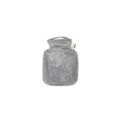 Hugo Frosch Wärmflasche, Mini-Wärmflasche 0,2 l mit Veloursbezug grau