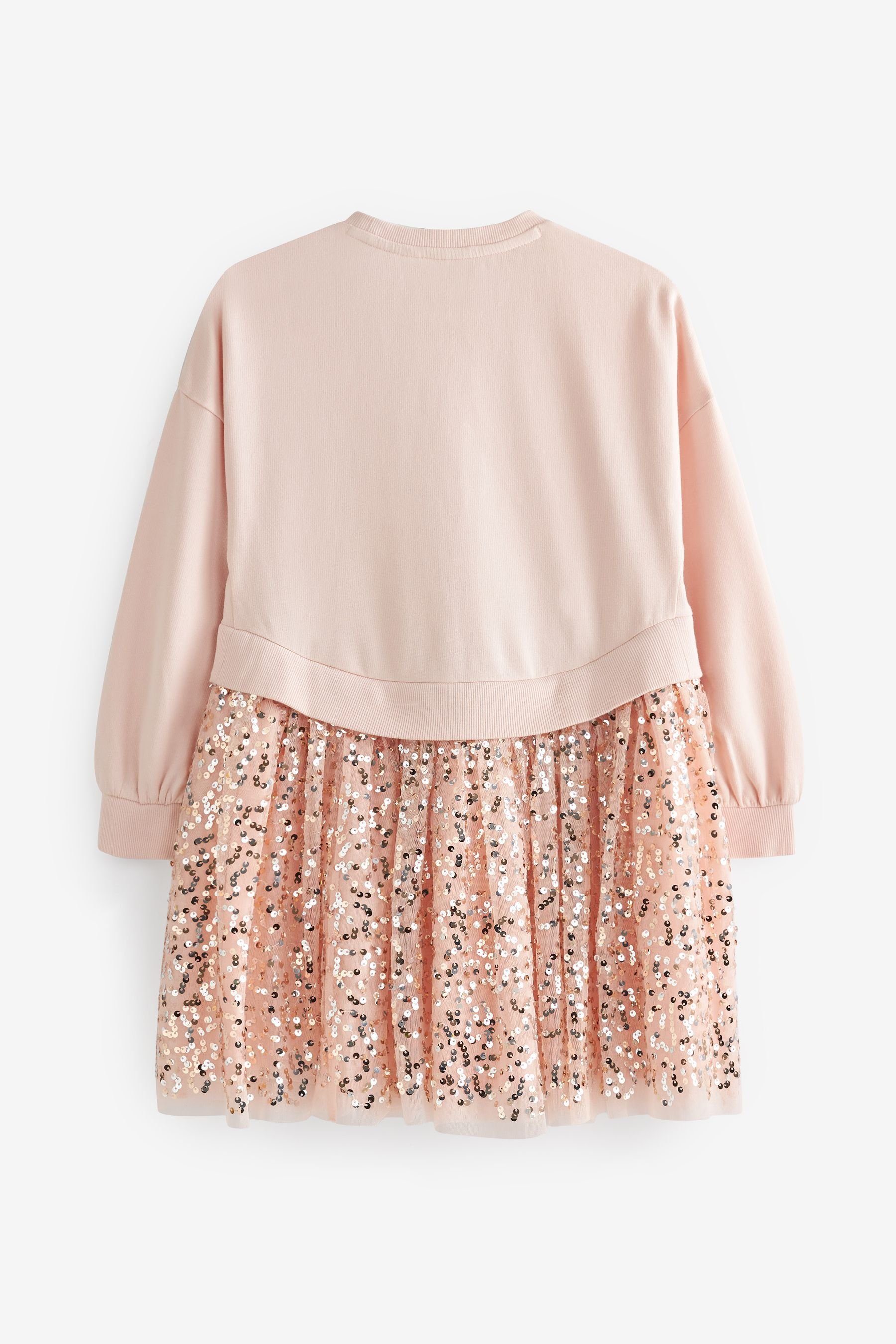 Next Sweatkleid (1-tlg) Pink mit Pailletten Sweatshirt-Skirt