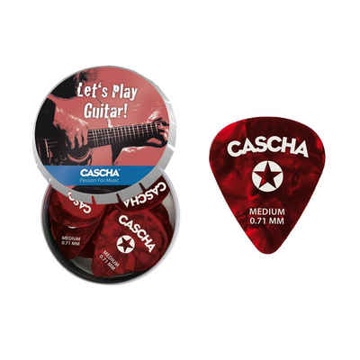 Cascha Plektrum Gitarren Plektrum Set Medium, 24 Stück in Metallbox, Medium