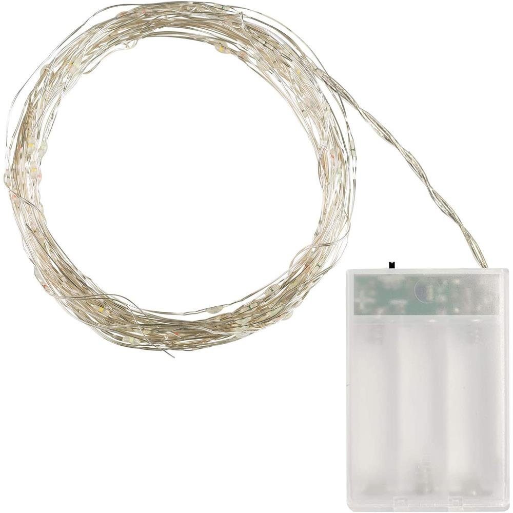 Idena LED-Lichterkette 20er, Micro-LED, warmweiß, 2,2 m, für innen, batteriebetrieben, Timer