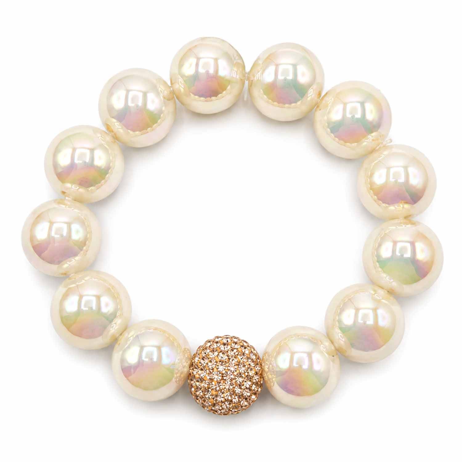 Impala Perlenarmband Armband Glam – 16 mm Perlen mit edlem Schimmer, Damenarmband mit glänzenden Perlen, made in Germany
