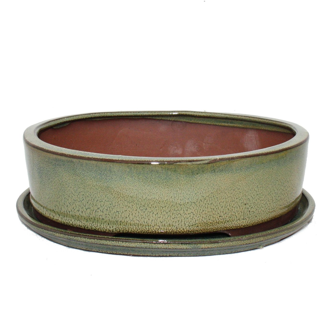Exotenherz Pflanzschale Bonsai-Schale mit Unterteller Gr. 4 Oliv-Braun oval Modell O1 L 25cm (1 St)