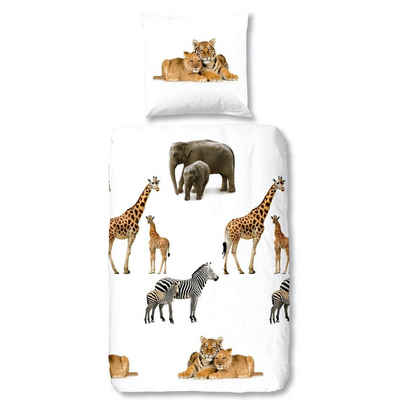 Bettwäsche »Young Wild White«, good morning, Safari, Elefant, Giraffe